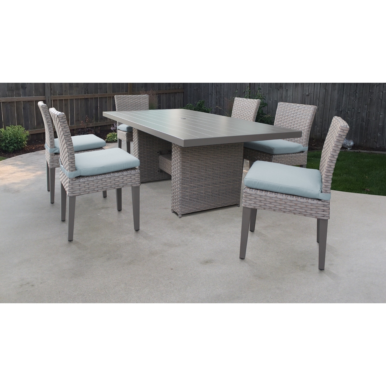 Florence Rectangular Outdoor Patio Dining Table With 6 Armless Florence Rectangular Outdoor Patio Dining Table With 6 Armless Chairs