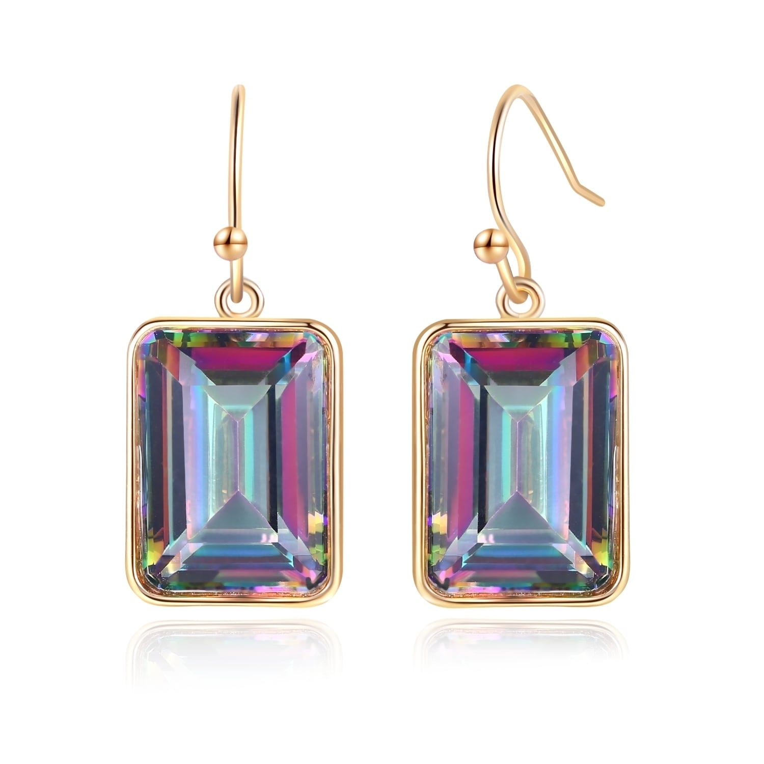 Gold Plated Lab Created Emerald Cut Mystic Topaz Drop Earrings Gold Plated Lab Created Emerald Cut Mystic Topaz Drop Earrings On Free Shipping Orders Over 45 22544373
