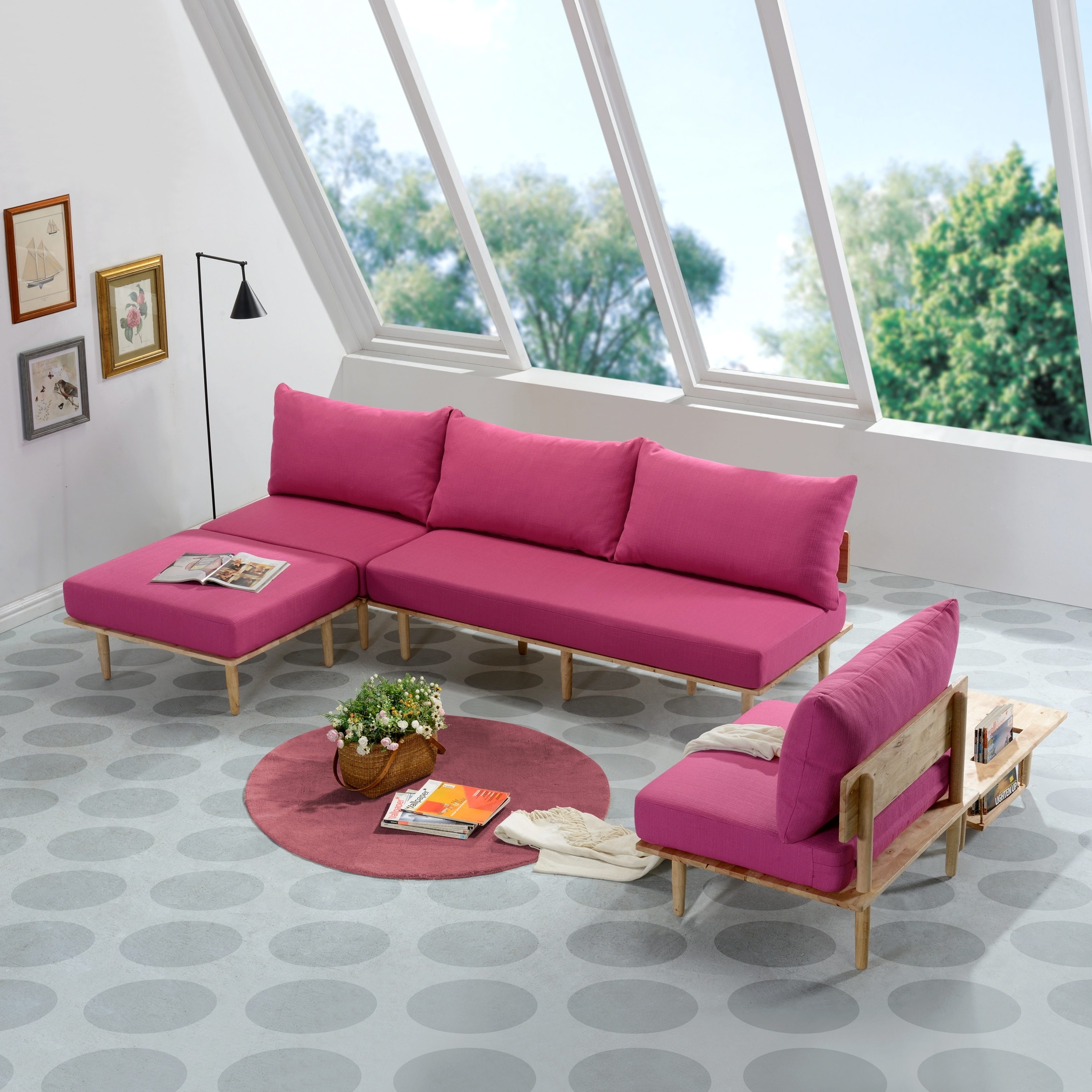 Handy Living Fundamentals 5 Piece Fuchsia Pink Linen Handy Living Fundamentals 5 Piece Fuchsia Pink Linen Room Set On Free Shipping Today 22807018