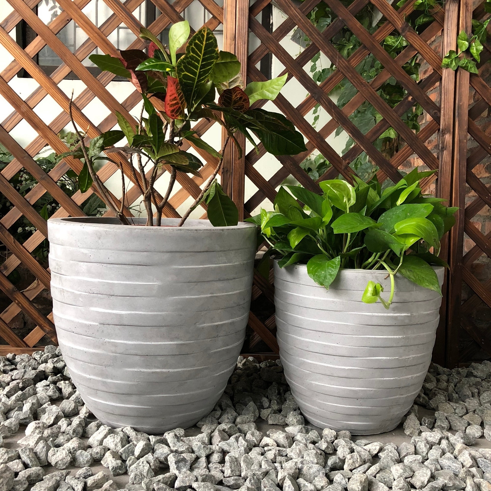 Durx Litecrete Lightweight Concrete Wicker Basket Weave Round Durx Litecrete Lightweight Concrete Wicker Basket Weave Round Light Grey Planter Set Of 2 8 X 10 Free Shipping Today 22818370
