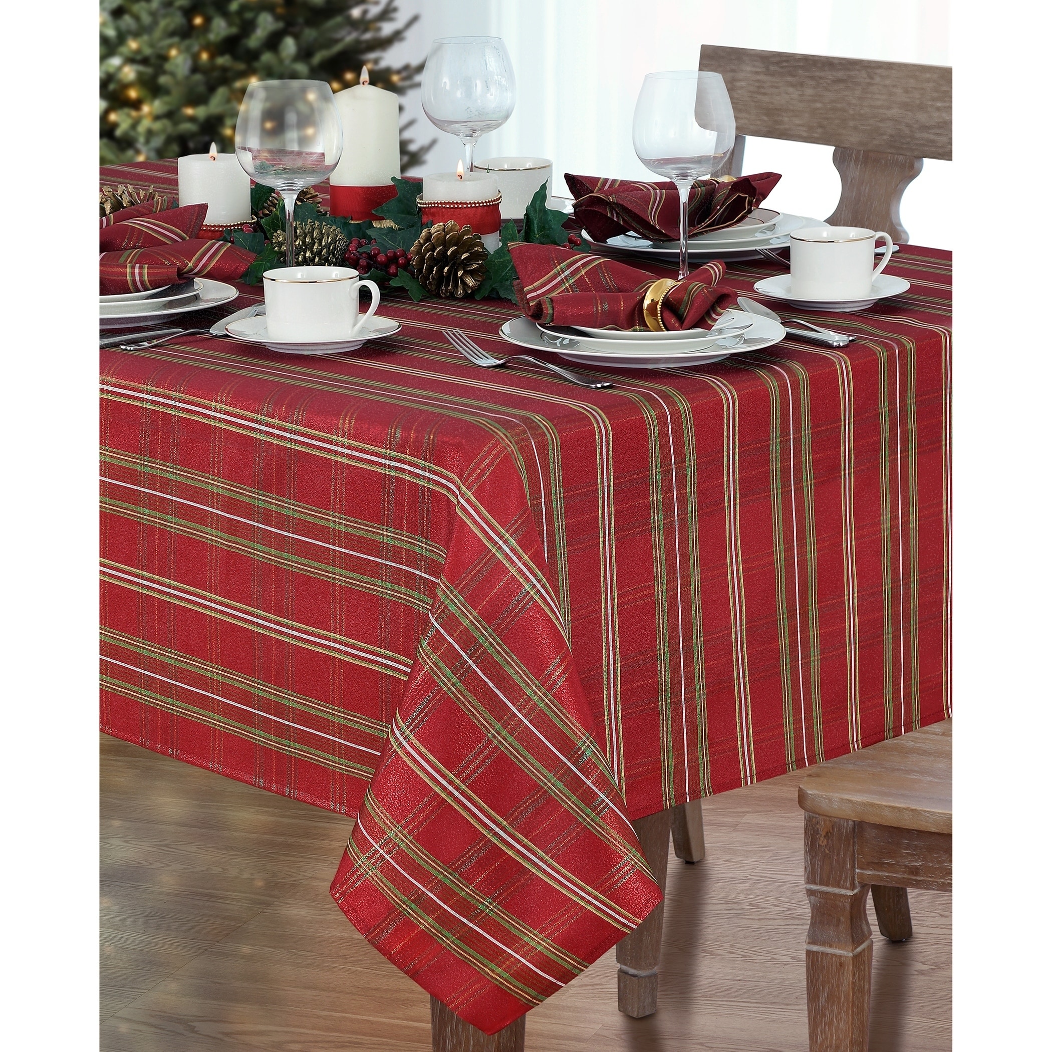 Elrene Shimmering Plaid Holiday Christmas Tablecloth Free Elrene Shimmering Plaid Holiday Christmas Tablecloth Free Shipping On Orders Over 45 22824045