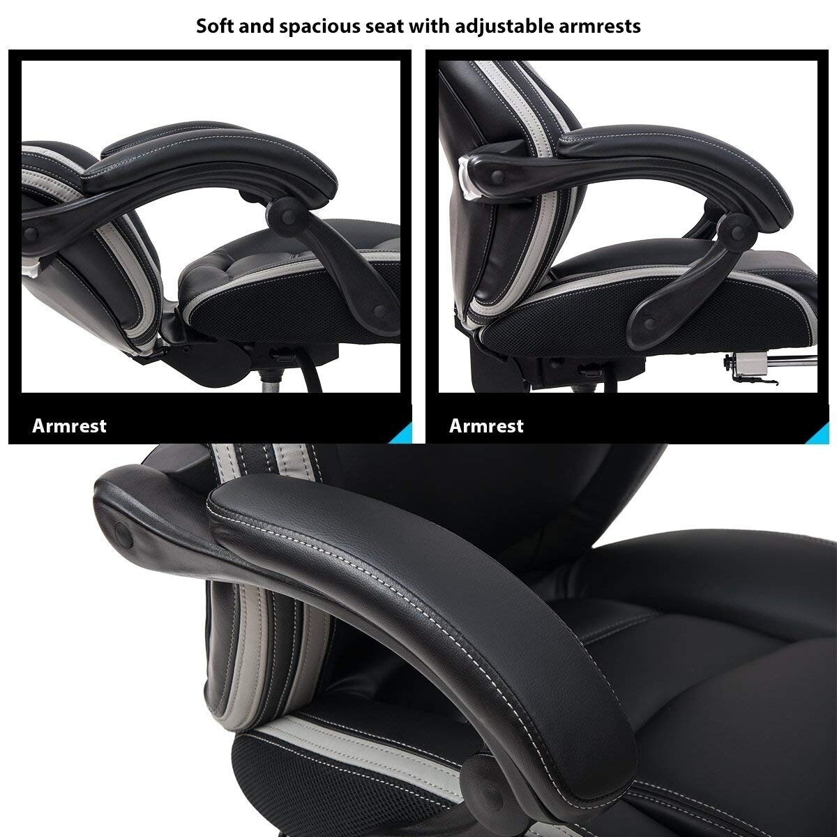 Merax Inno Series Racing Style High Back Gaming Chair With Adjustable Pivoting Lumbar And Padded Footrest