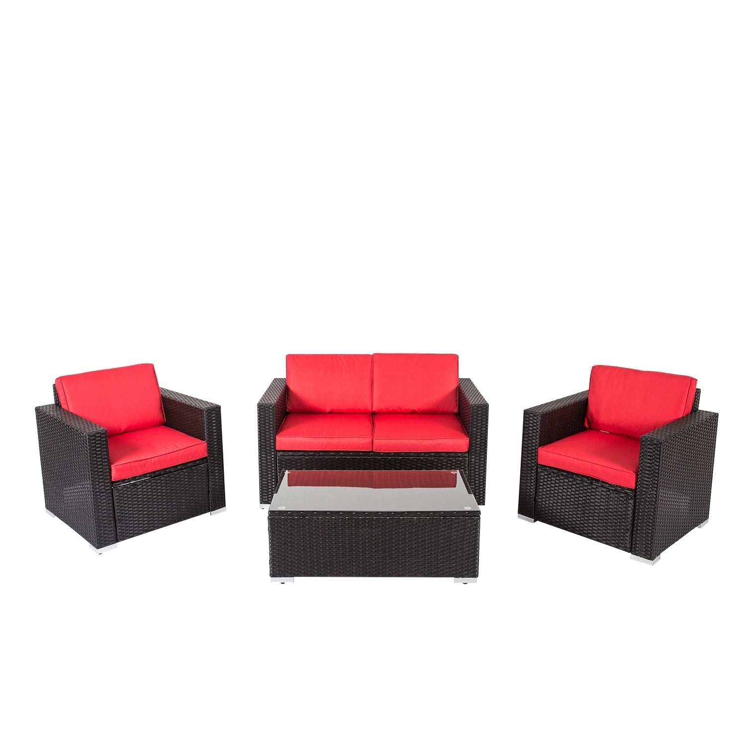 Kinbor 4 Piece Outdoor Patio Furniture Set Wicker Chat Kinbor 4 Piece Outdoor Patio Furniture Set Wicker Chat Sectional Sofa W Cushions