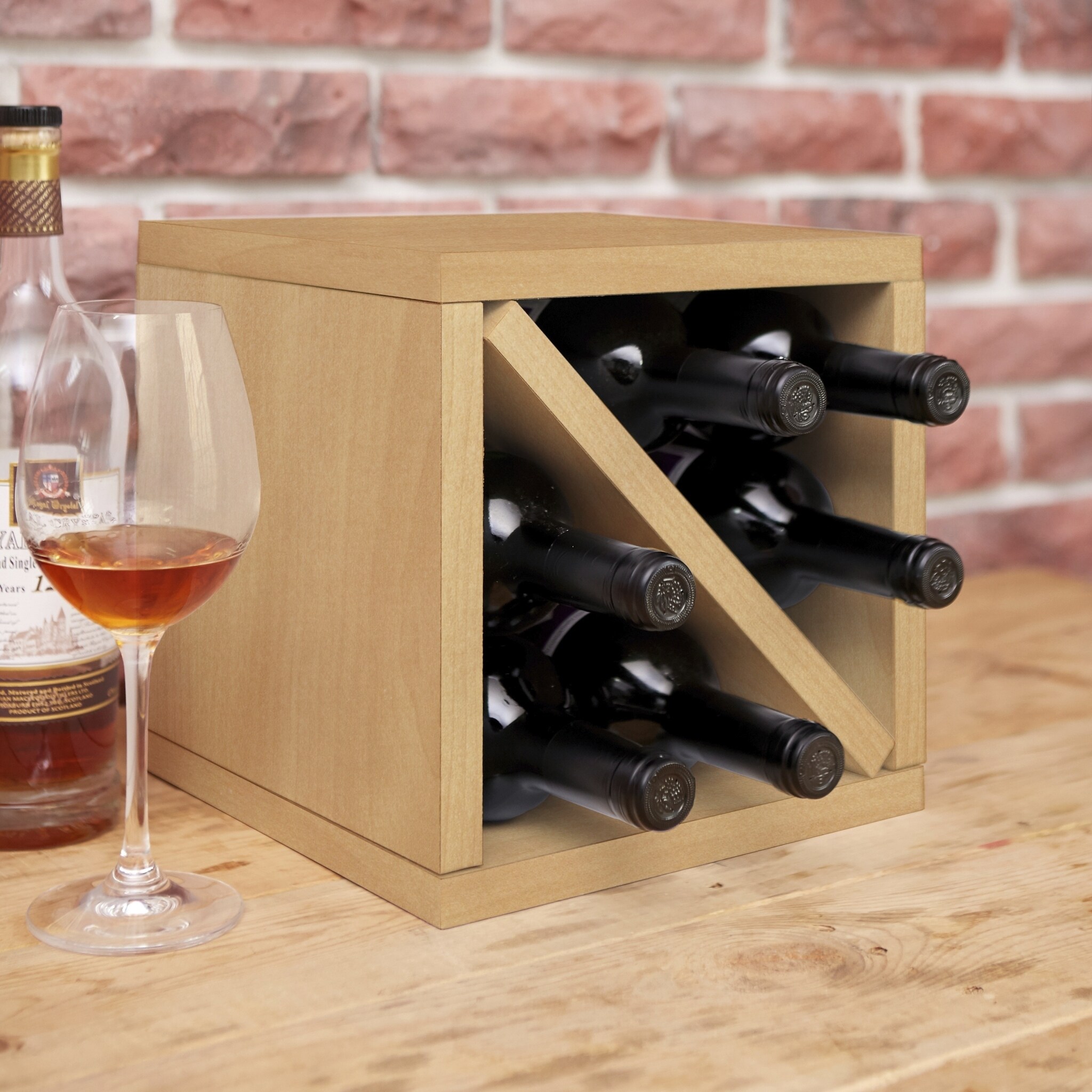Way Basics Eco 6 Bottle Wine Rack Cube Storage Natural Way Basics Eco 6 Bottle Wine Rack Cube Storage Natural Lifetime Guarantee