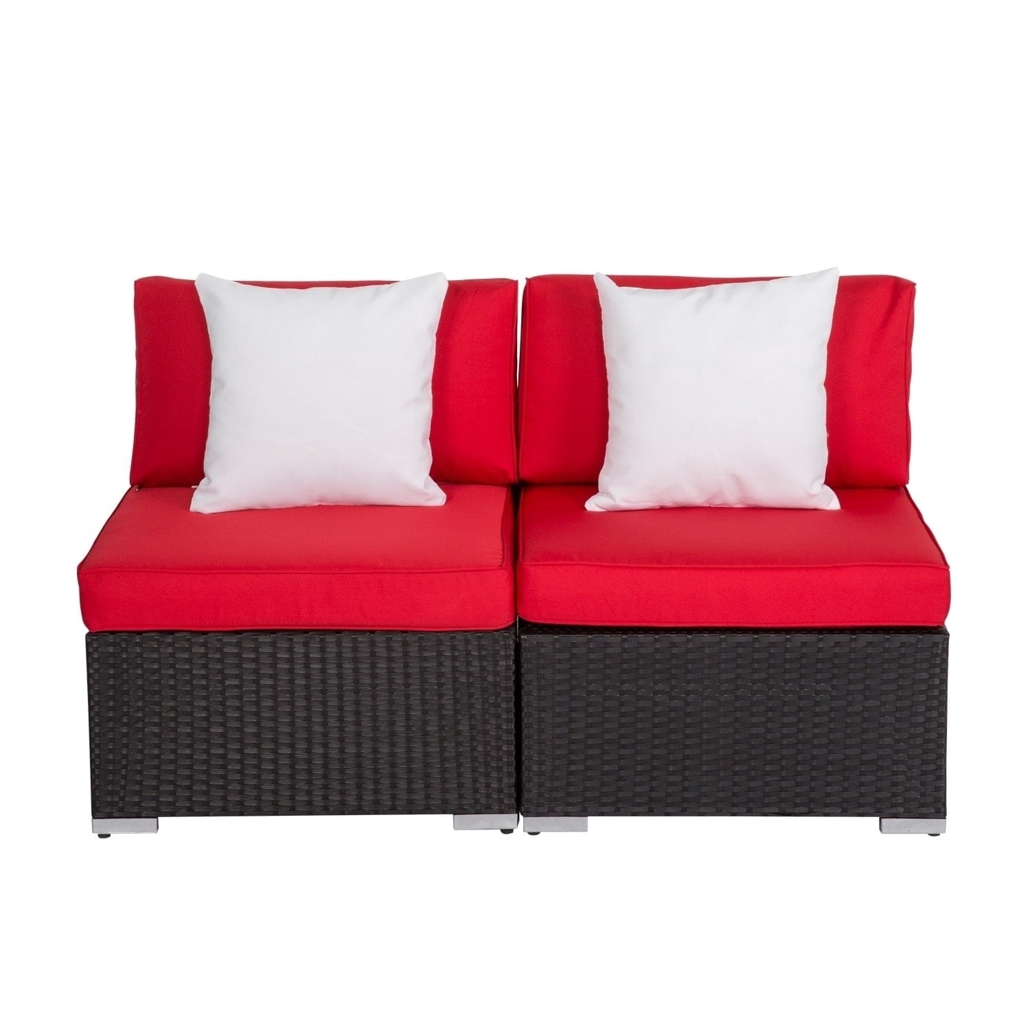 Kinbor Patio Sectional Sofa Outdoor Furniture Wicker Set Conversation With Cushions