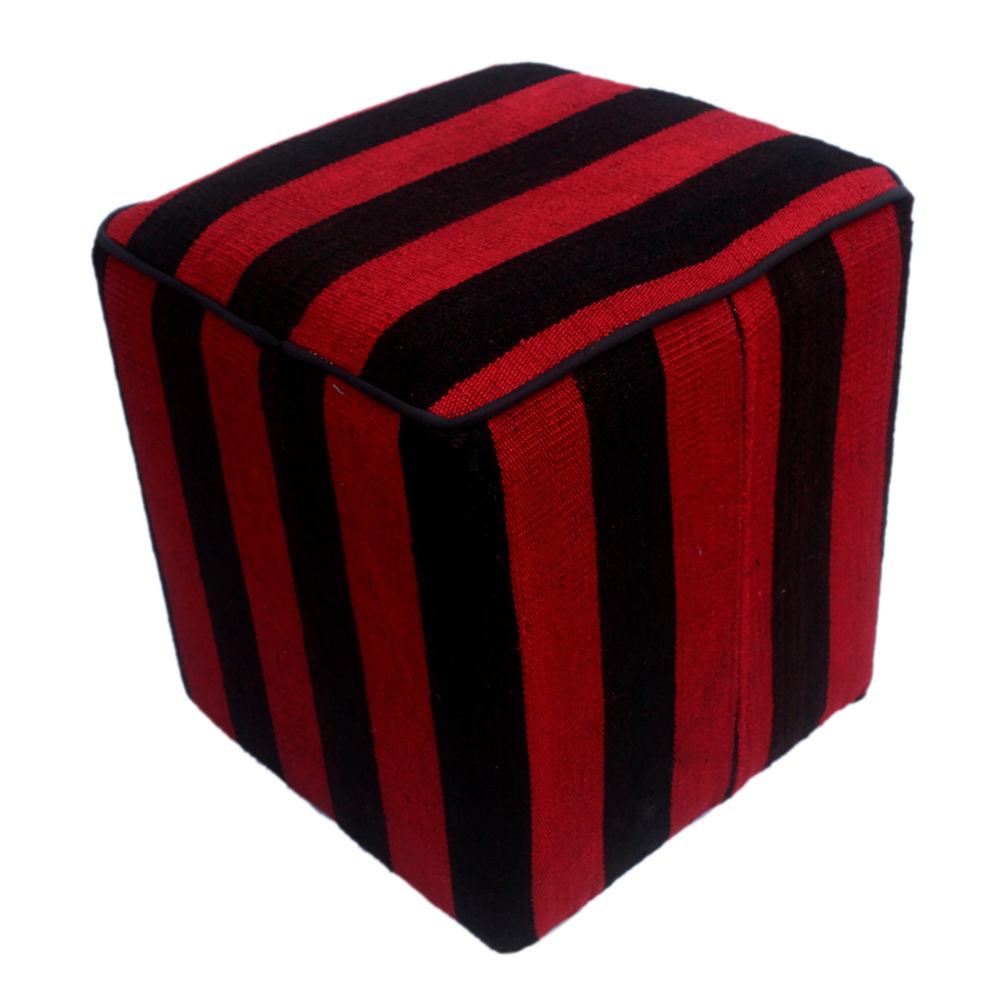Arshs Dona Handmade Red Black Wool Kilim Upholstered Ottoman Arshs Dona Handmade Red Black Wool Kilim Upholstered Ottoman On Free Shipping Today 22883559
