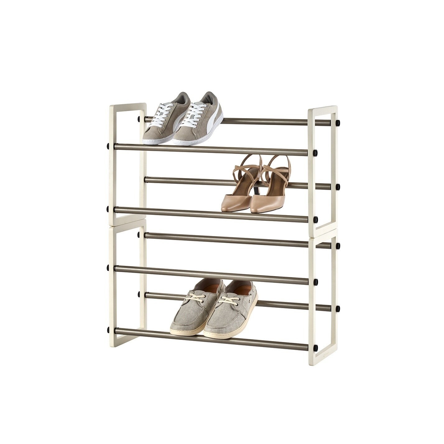 Shop Trinity Basics 2 Tier 24 44 Expandable Shoe Rack White 2 Pack Overstock 22884549