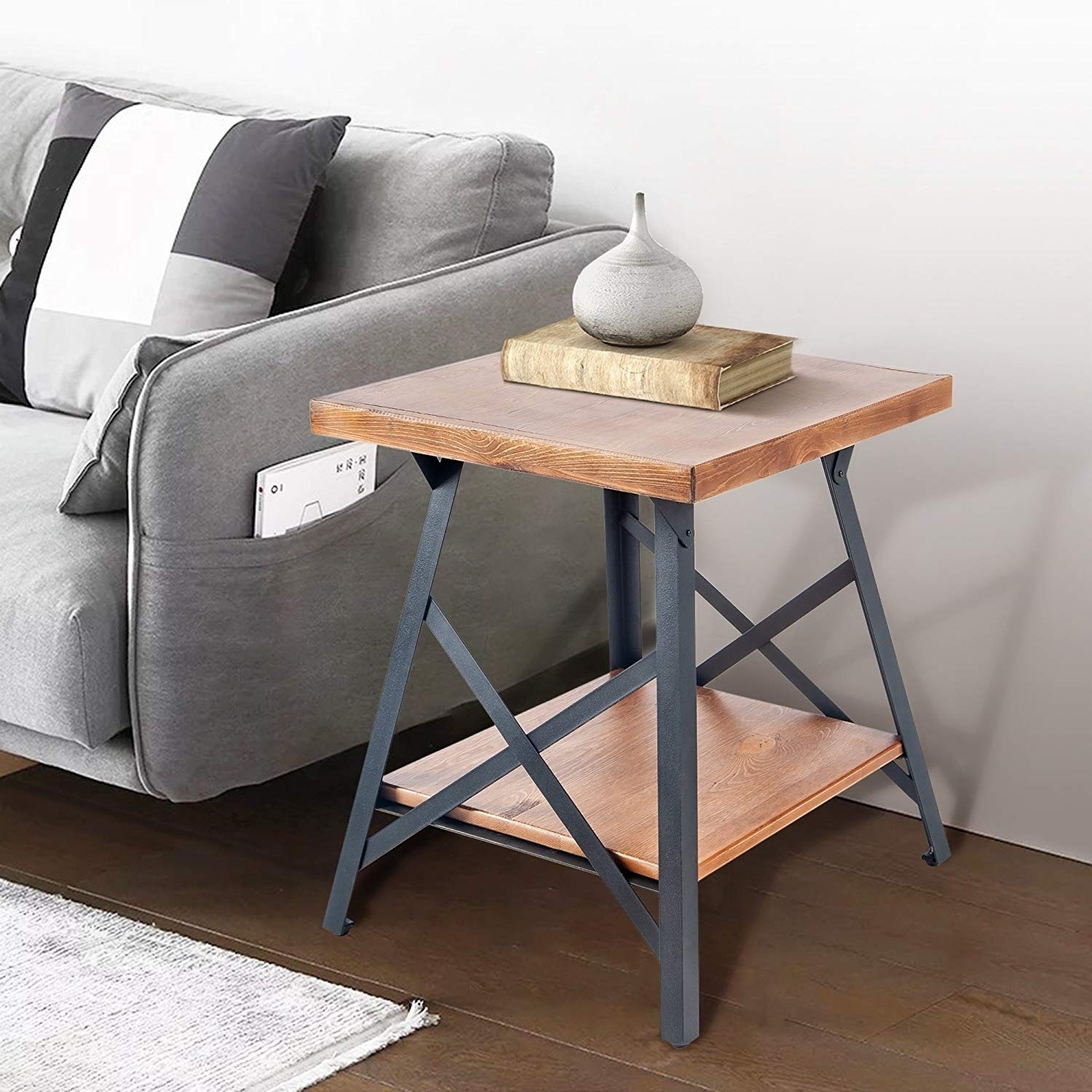 Harper Bright Designs Wood End Table With Metal Legs Harper Bright Designs Wood End Table With Metal Legs Free Shipping Today 23008068
