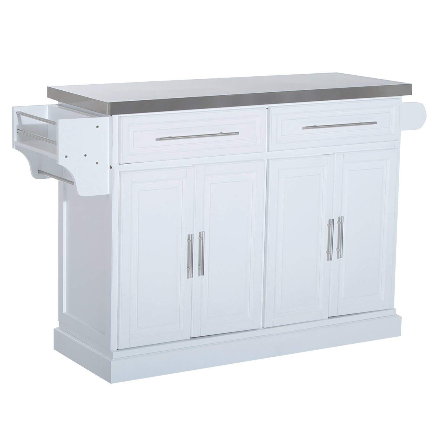Homcom Pine Wood Stainless Steel Multi Storage Portable Rolling Homcom Pine Wood Stainless Steel Multi Storage Portable Rolling Kitchen Island Cart With Wheels White
