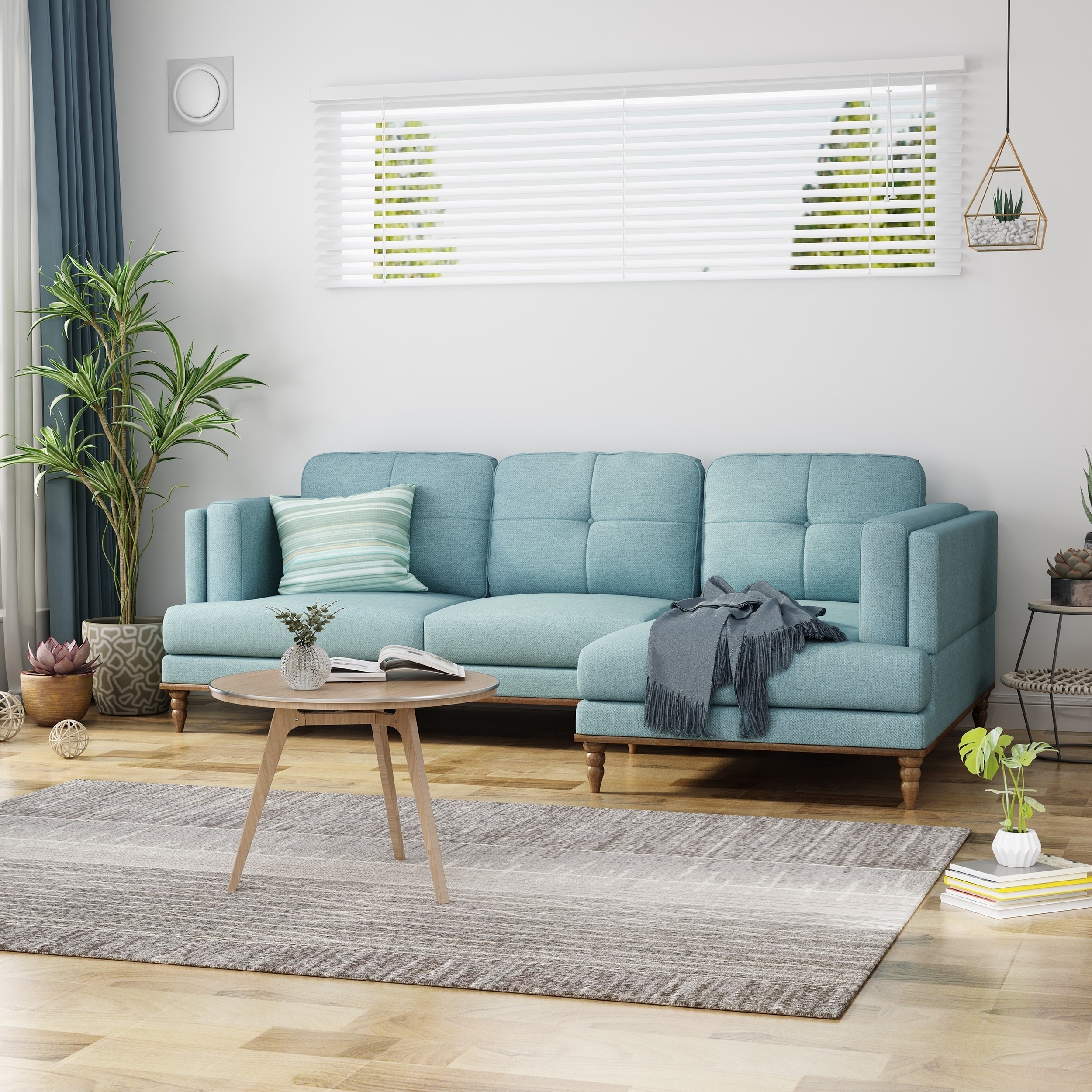 Hollyhock Sectional Couch Set With Chaise Lounge 3 Seater Hollyhock Sectional Couch Set With Chaise Lounge 3 Seater Upholstered Birch Legs By Christopher Knight Home