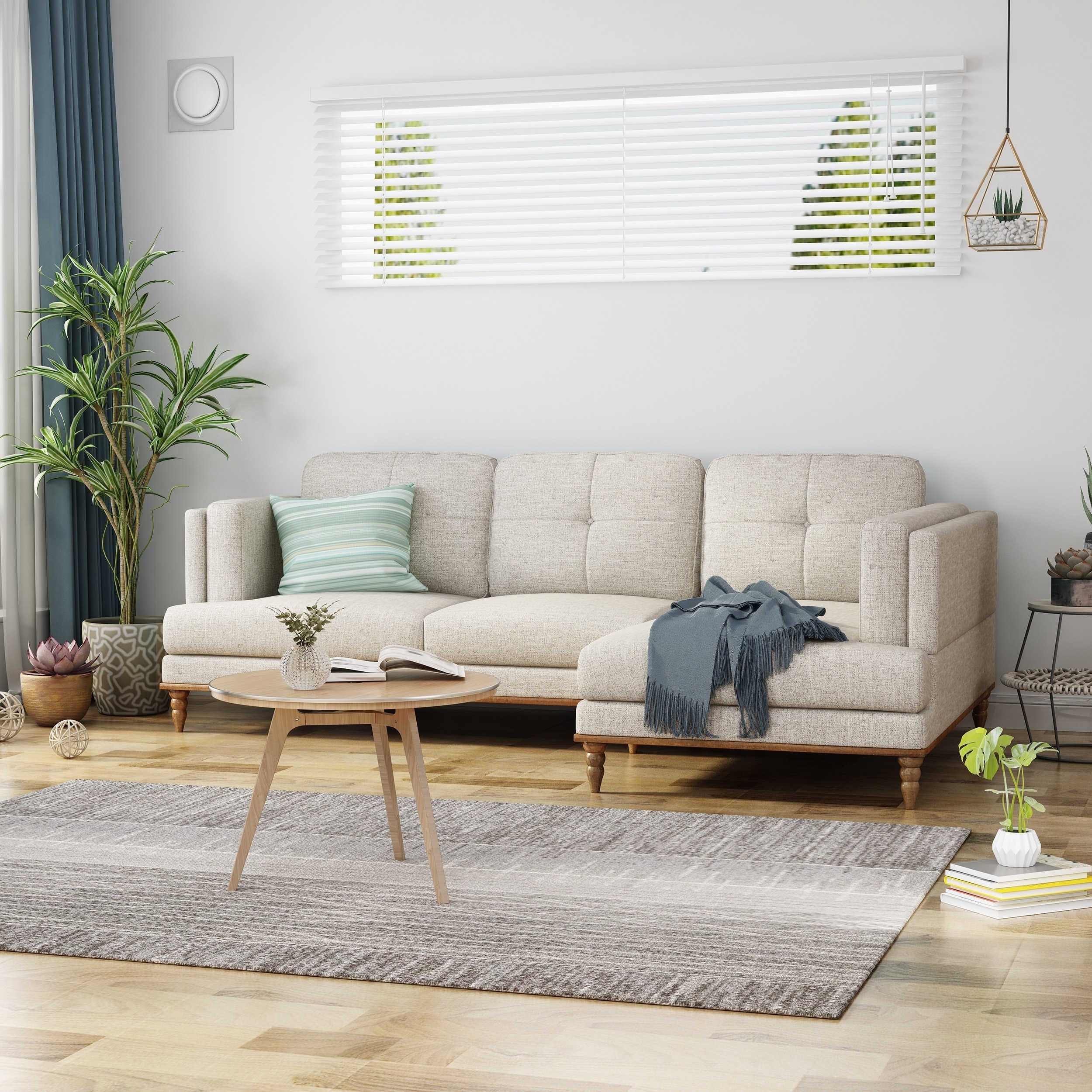 Hollyhock Sectional Couch Set With Chaise Lounge 3 Seater Hollyhock Sectional Couch Set With Chaise Lounge 3 Seater Upholstered Birch Legs By Christopher Knight Home