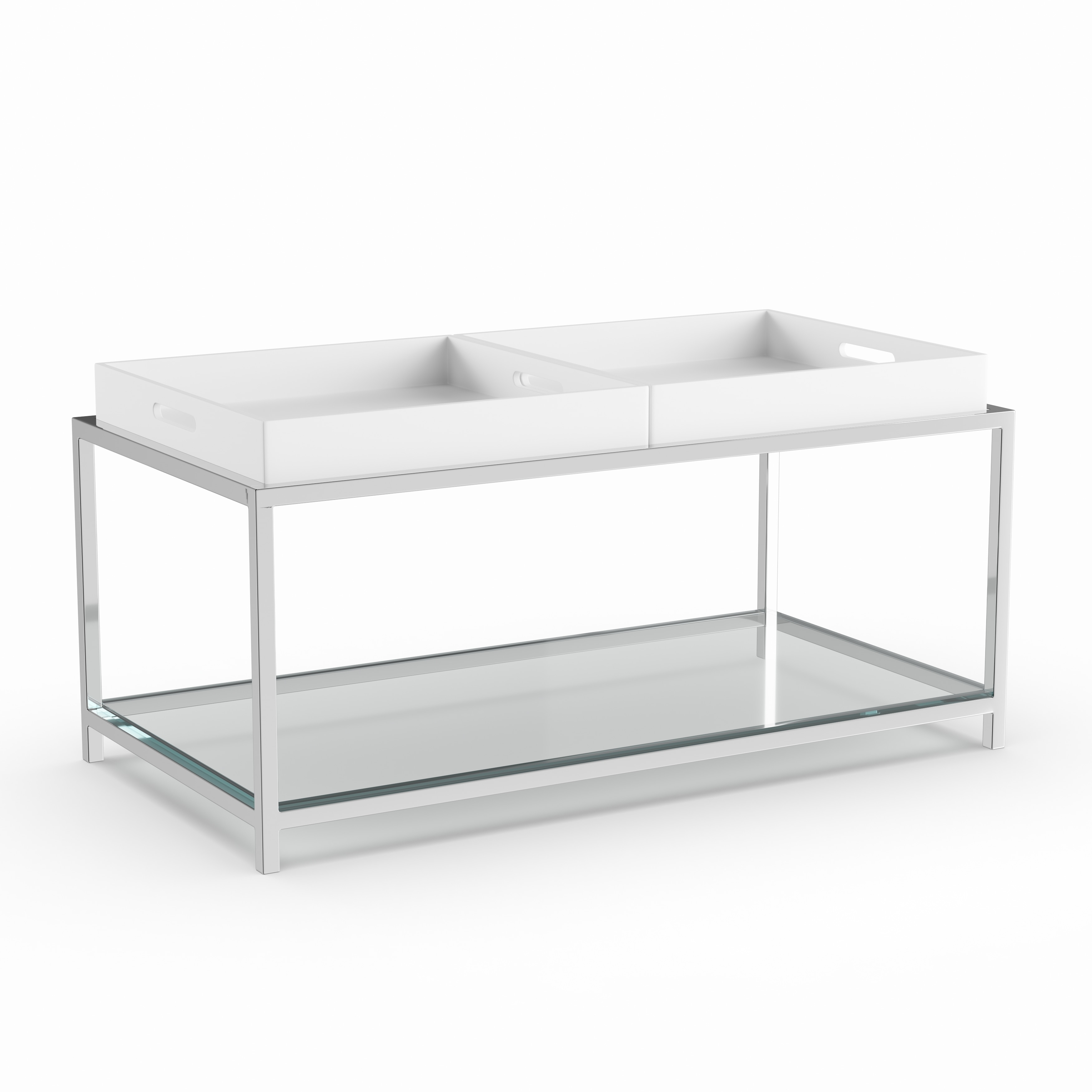 Silver Orchid Makay Chrome Finish Tempered Coffee Table With Silver Orchid Makay Chrome Finish Tempered Coffee Table With Removable Trays On Free Shipping Today 23122996