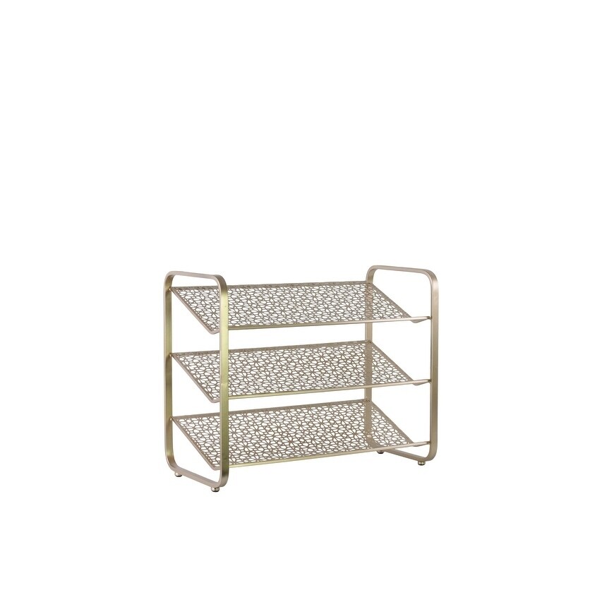 Shop Metal 3 Tier Shoe Rack Metallic Gold Overstock 23162016