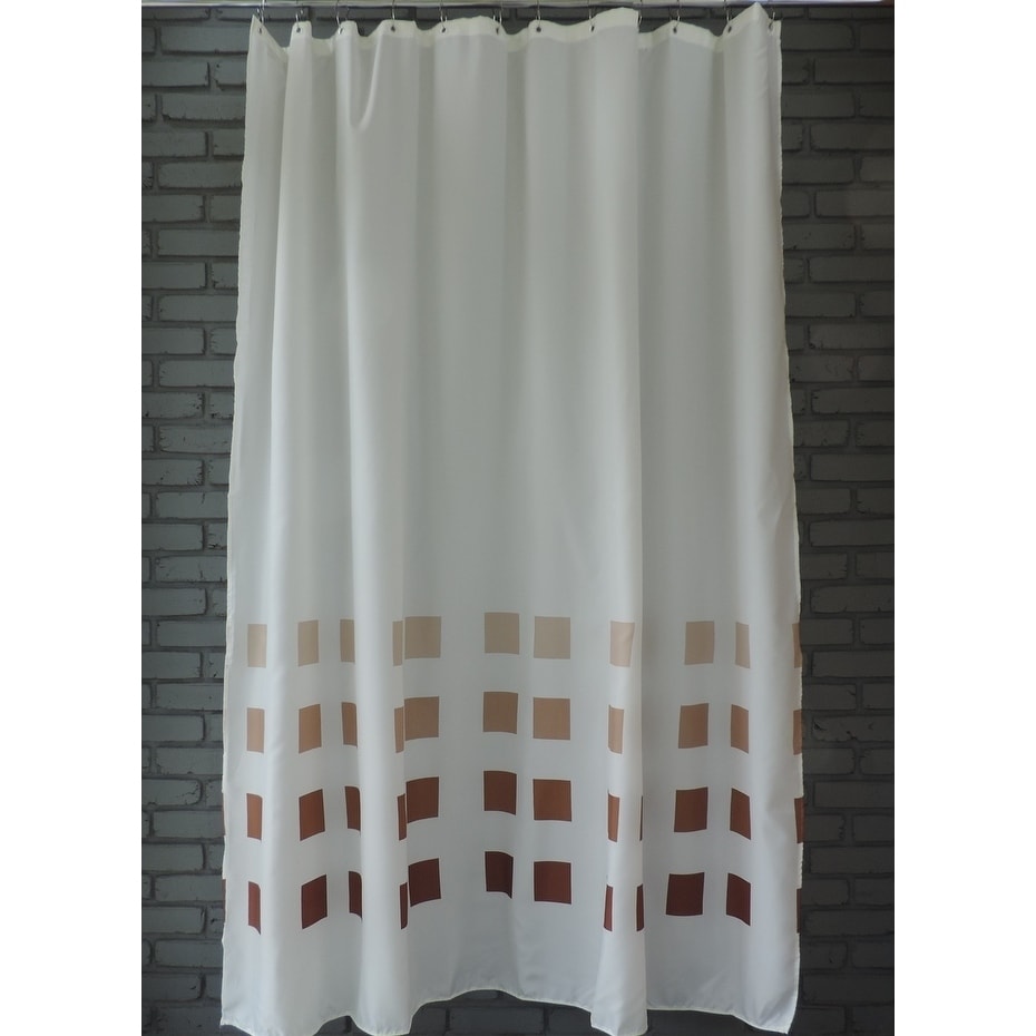 Gamma Extra Long Shower Curtain 78 X 72 Inch White With Brown Gamma Extra Long Shower Curtain 78 X 72 Inch White With Brown Squares Fabric Free Shipping On Orders Over 45 23171363