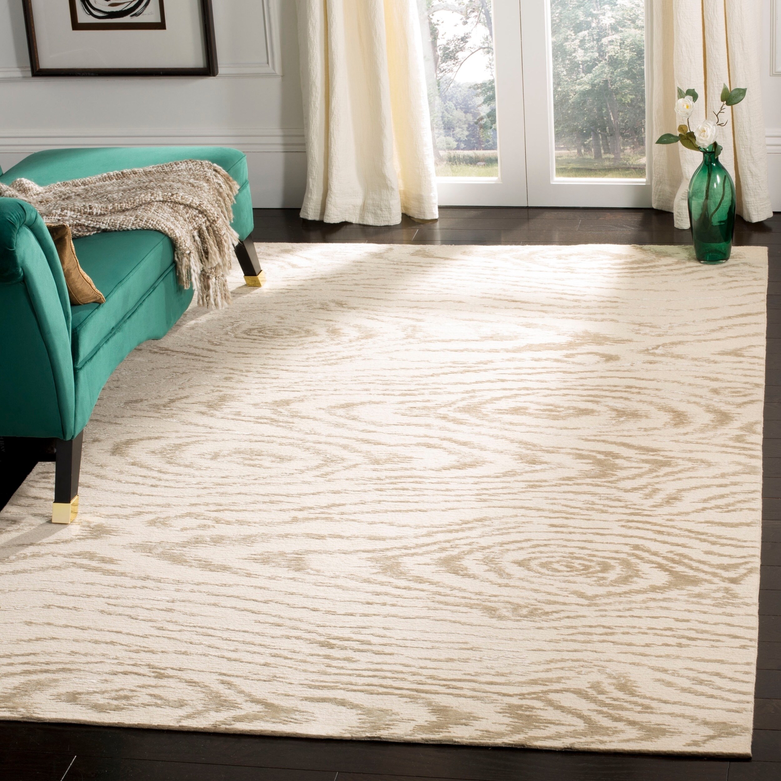 Safavieh Handmade Martha Stewart Collection Modern Contemporary Print White Birch Silk Rug 9 6 X 13 6