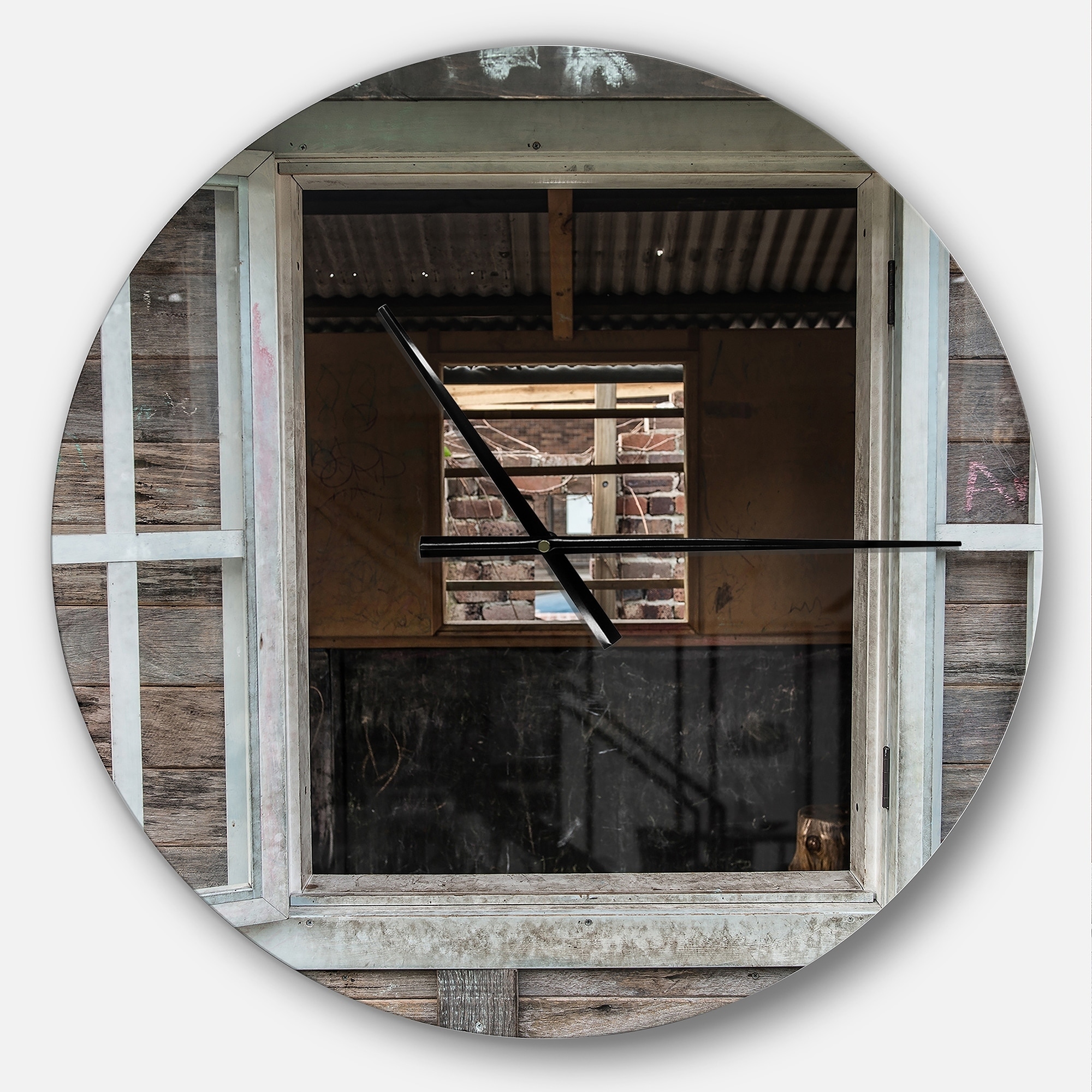Designart Wooden Walls And Windows Oversized Farmhouse Wall Clock On Sale Overstock 23534834
