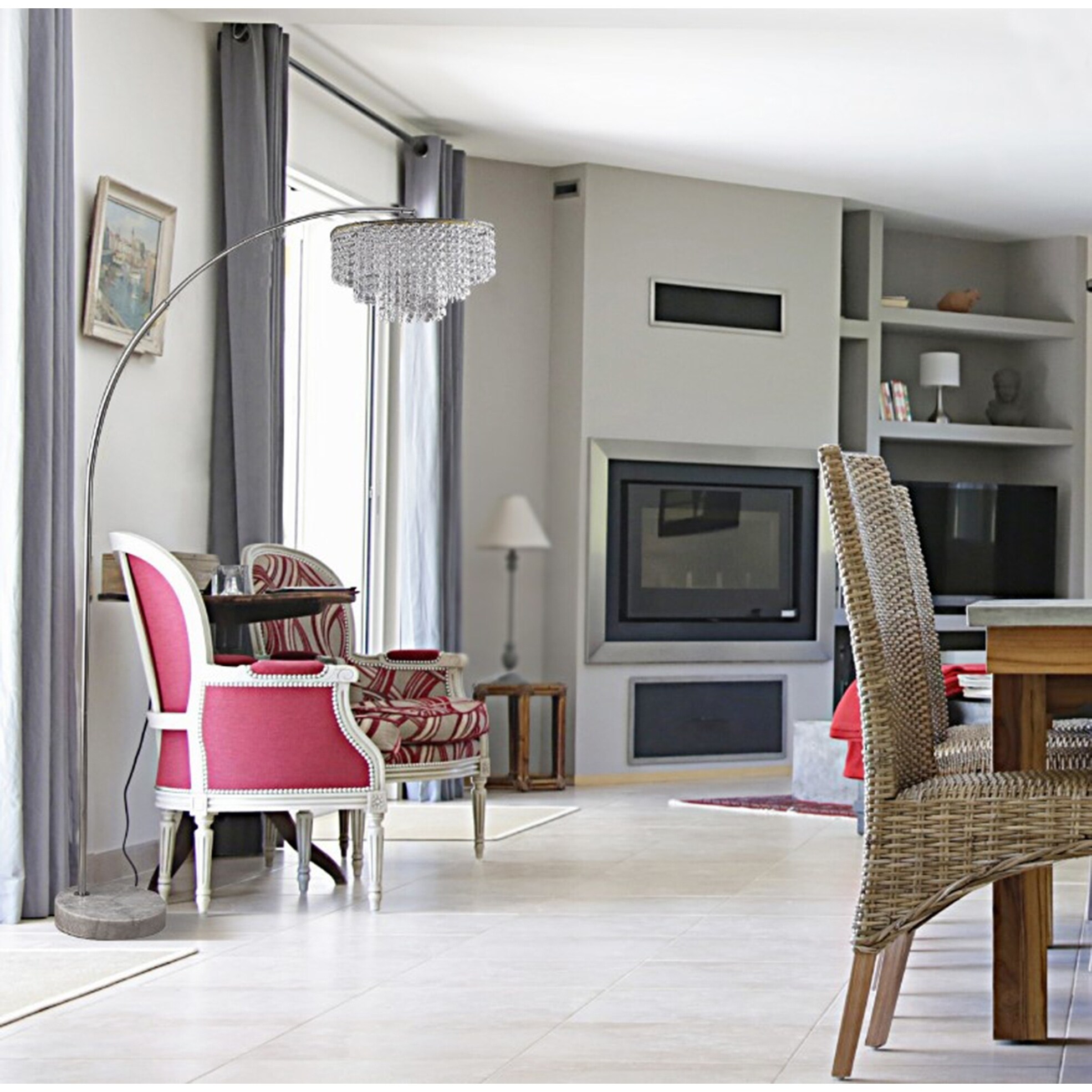 Shop 2 Tier Clos Glam Silver Arch Floor Lamp Ships To Canada