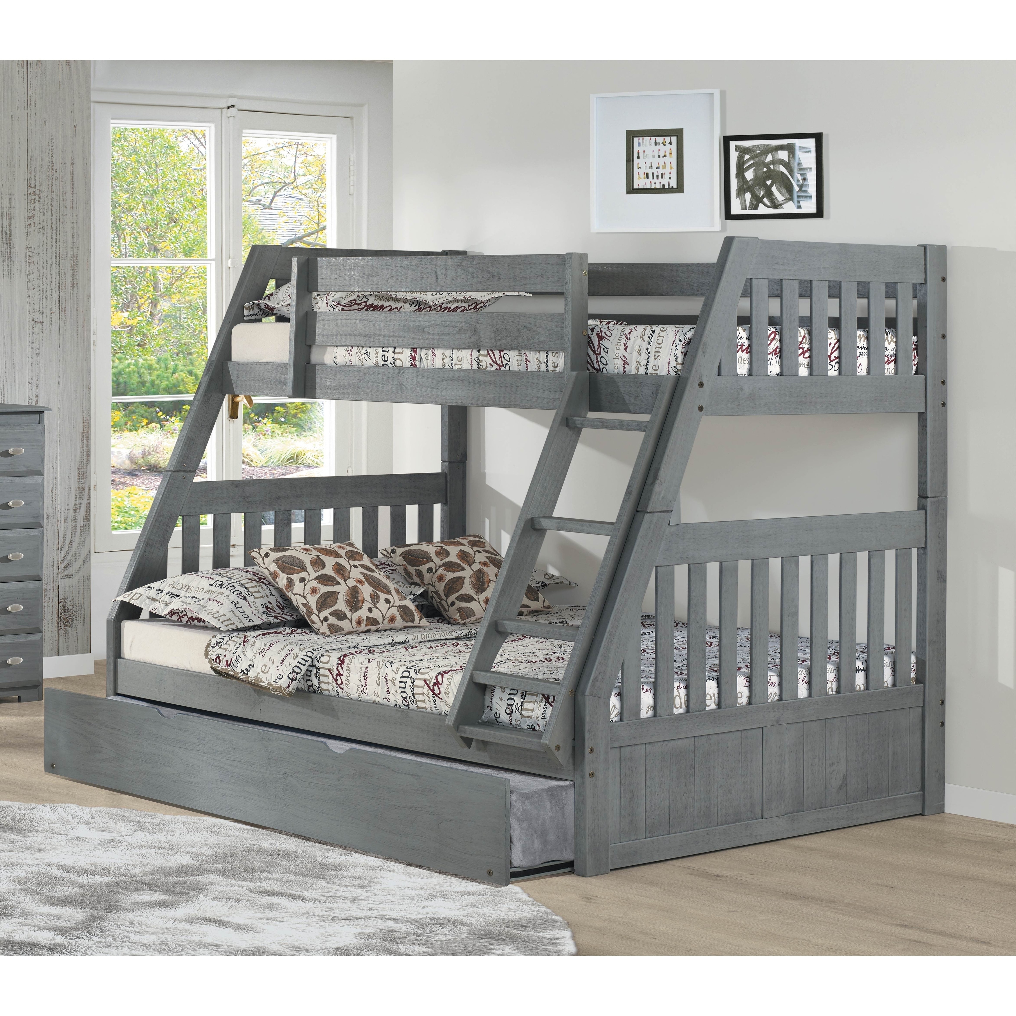 American Furniture Clics Solid Pine Twin Full Bunk Bed With American Furniture Clics Solid Pine Twin Full Bunk Bed With Trundle In Charcoal