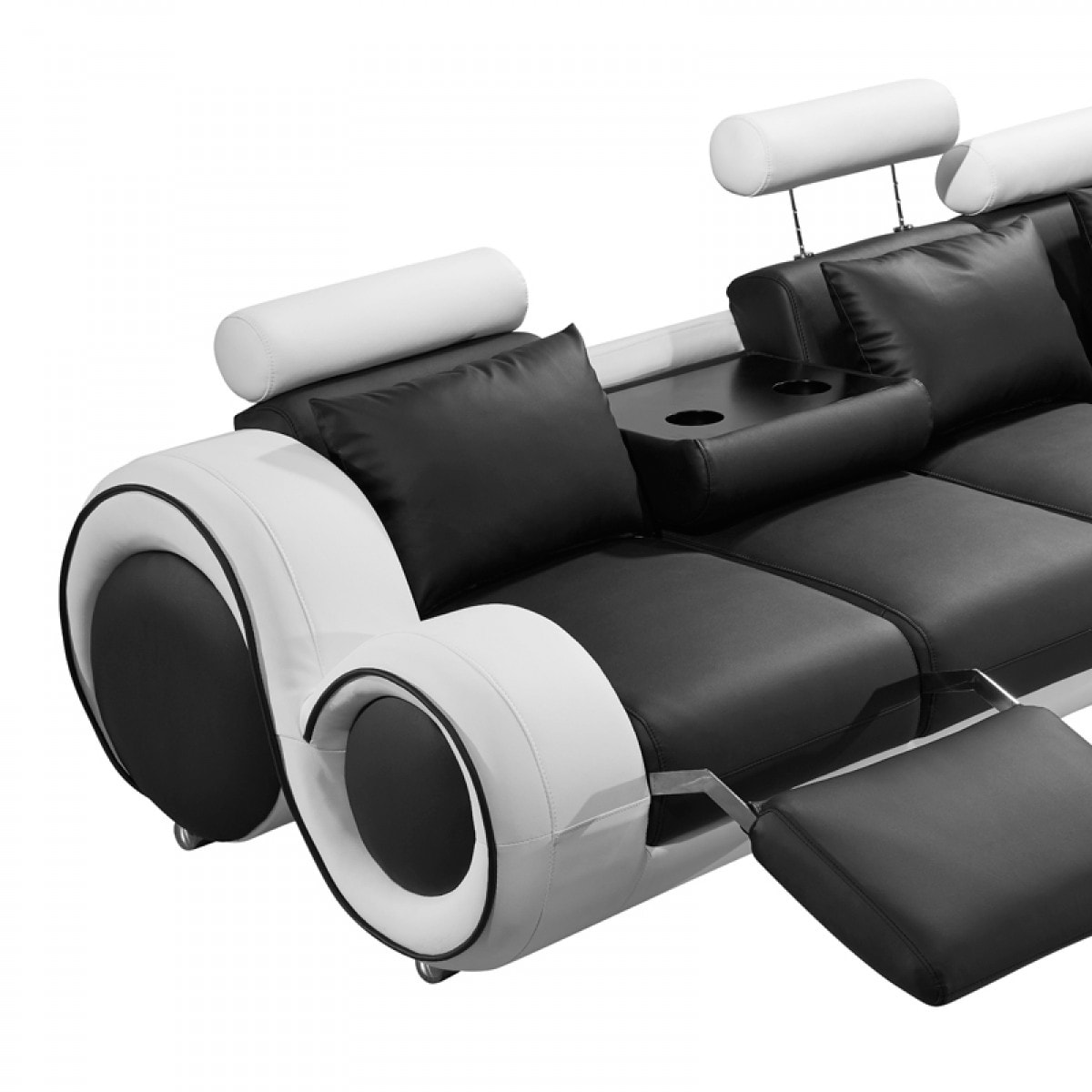 Divani Casa 4087 Modern Black And White Leather Sectional Sofa Divani Casa 4087 Modern Black And White Leather Sectional Sofa With Recliners Free Shipping Today 24018045