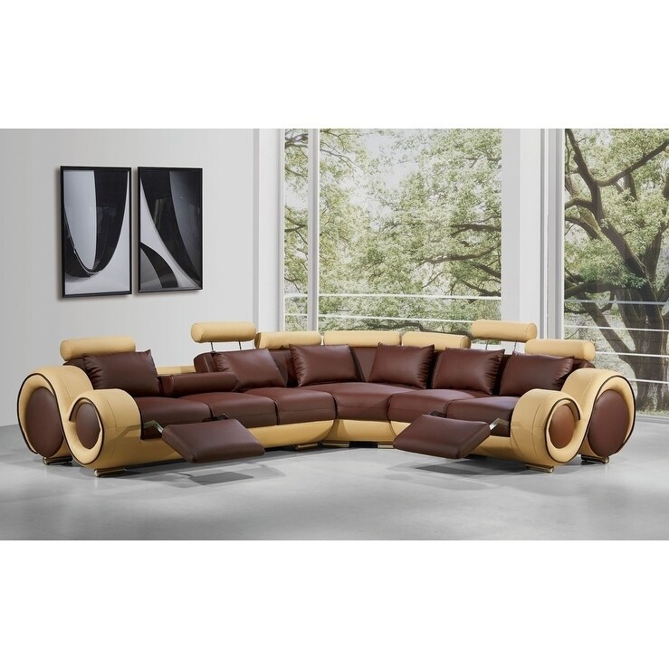 Divani Casa 4087 Modern Bonded Leather Sectional Sofa With Divani Casa 4087 Modern Bonded Leather Sectional Sofa With Recliners