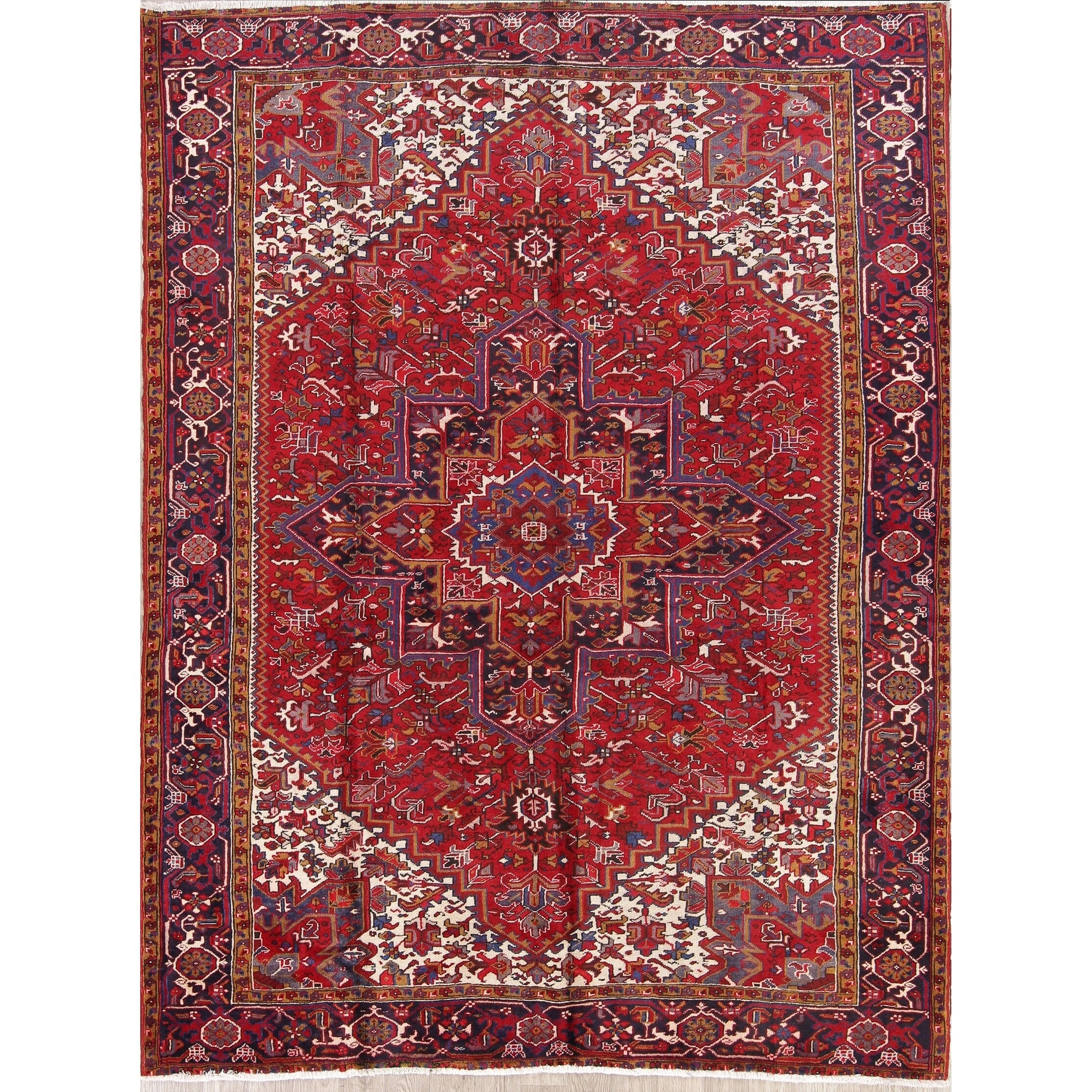 Vintage Handmade Oriental Heriz Serapi Red Persian Carpet Area Vintage Handmade Oriental Heriz Serapi Red Persian Carpet Area Rug 11 2 X 8 5