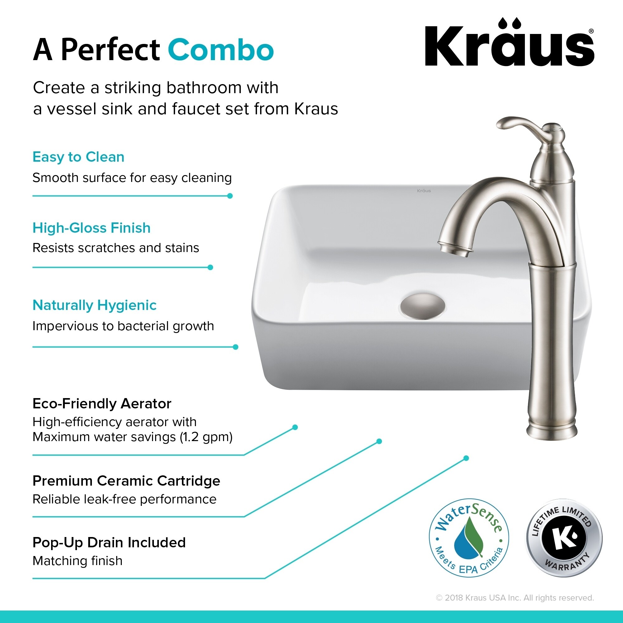 Shop Kraus 3 In 1 Bathroom Set C Kcv 121 1005 White Ceramic