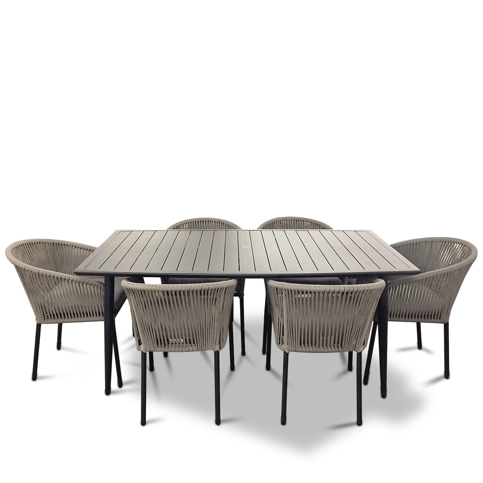 Courtyard Casual Osborne Black Aluminum Outdoor Dining Set W Courtyard Casual Osborne Black Aluminum Outdoor Dining Set W Table And 6 Chairs With Cushions