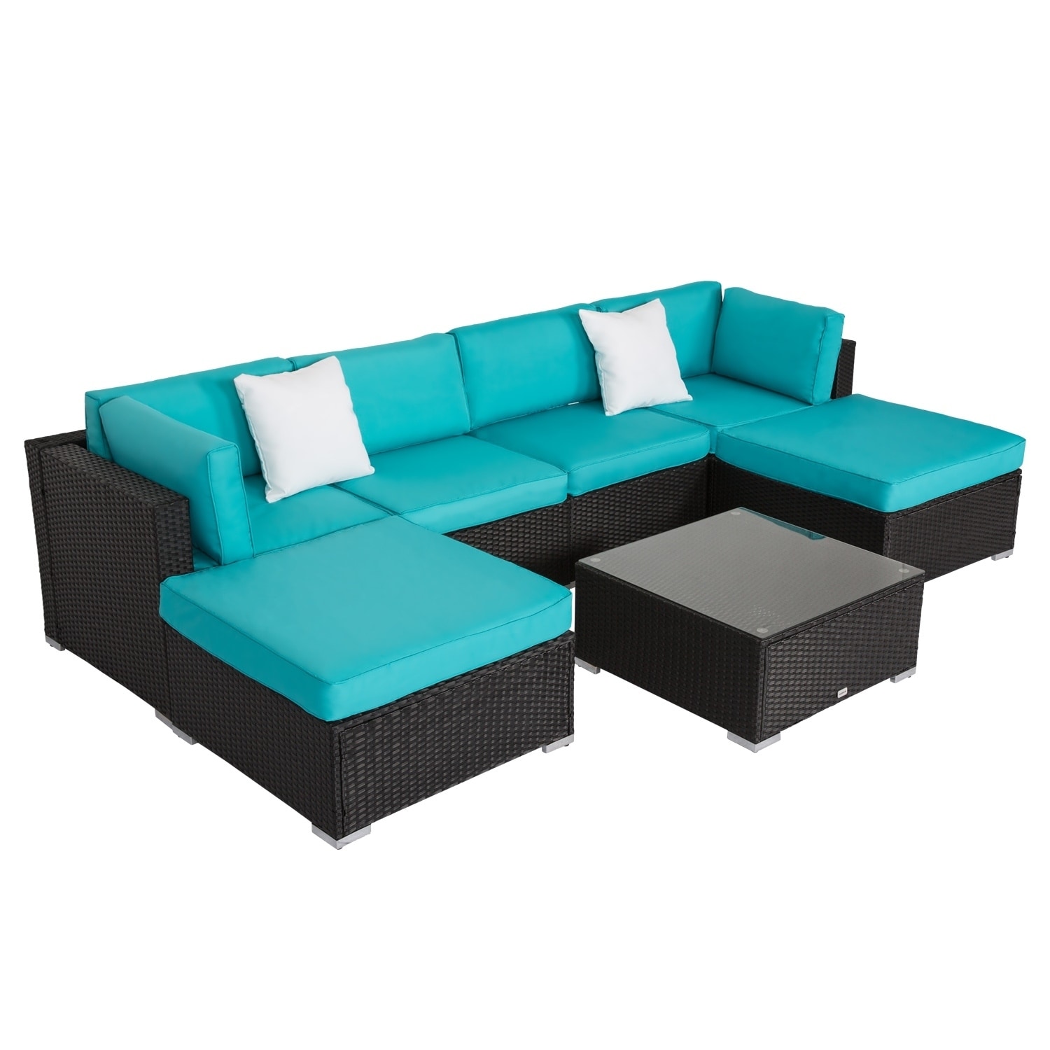 Kinbor 7 Pcs Outdoor Furniture Cushioned Rattan Wicker Sofa All Kinbor 7 Pcs Outdoor Furniture Cushioned Rattan Wicker Sofa All Weather Patio Sectional Set