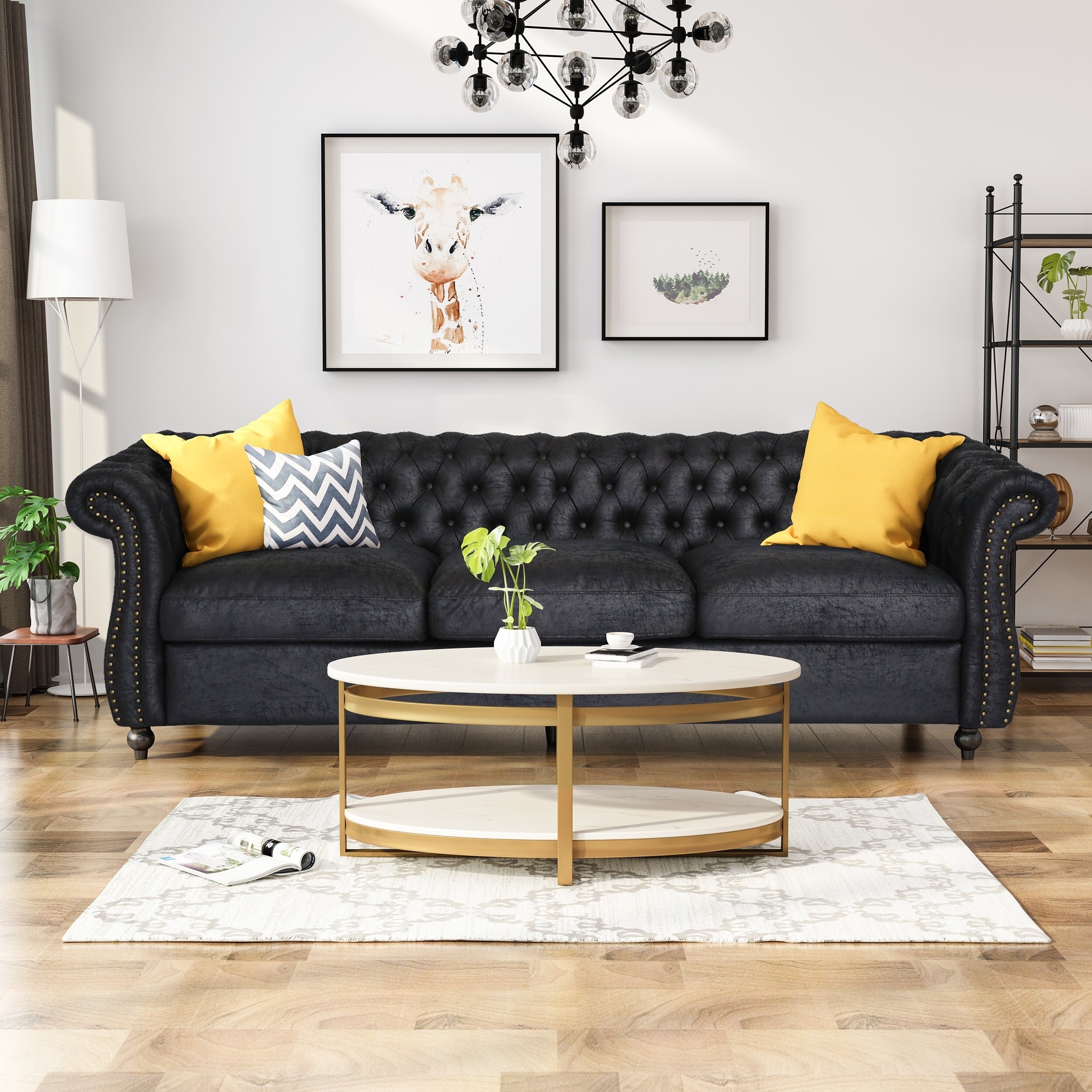 Somerville Chesterfield Tufted Microfiber Sofa With Scroll Arms Somerville Chesterfield Tufted Microfiber Sofa With Scroll Arms By Christopher Knight Home