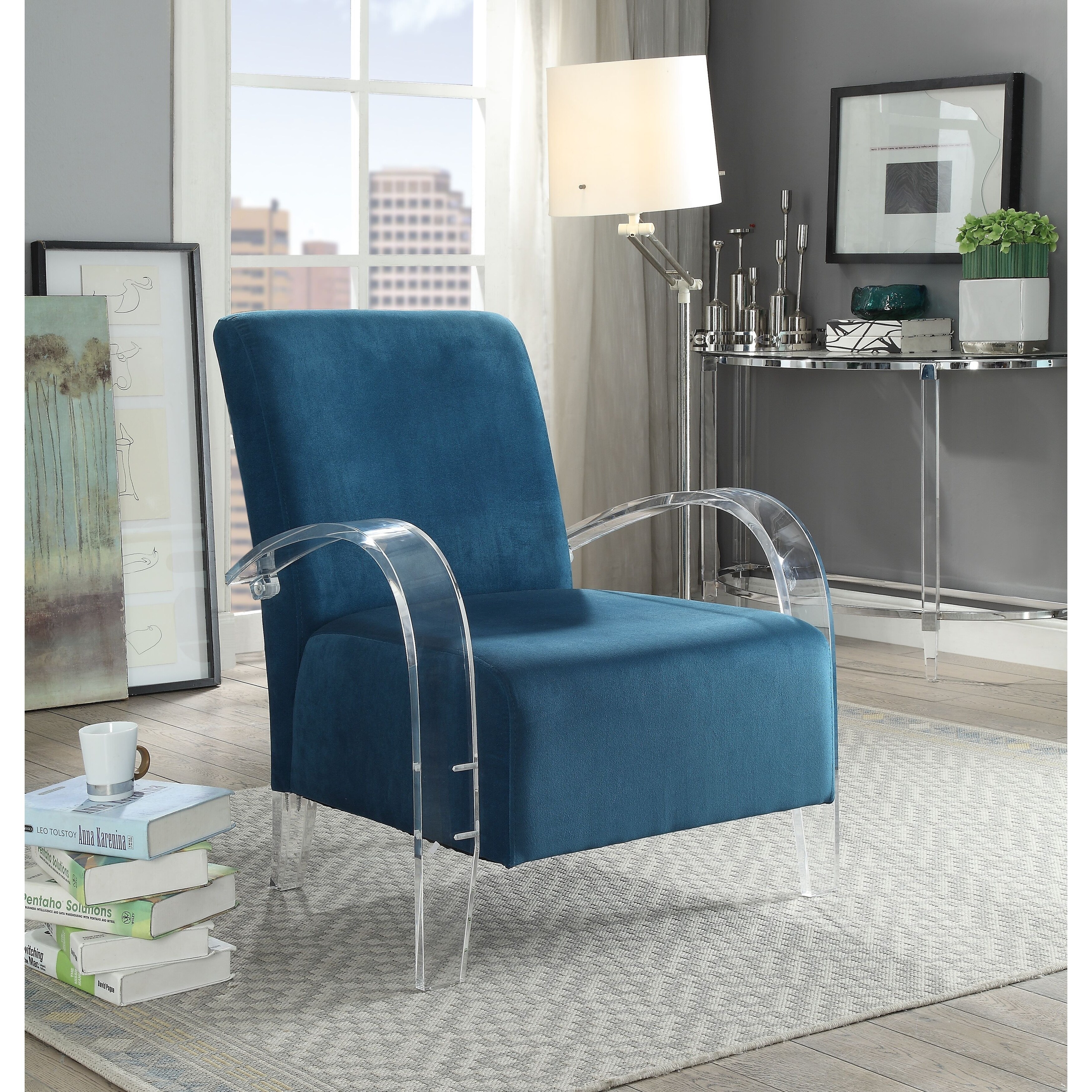 Acme Malyssa Accent Chair Teal Clear Acrylic