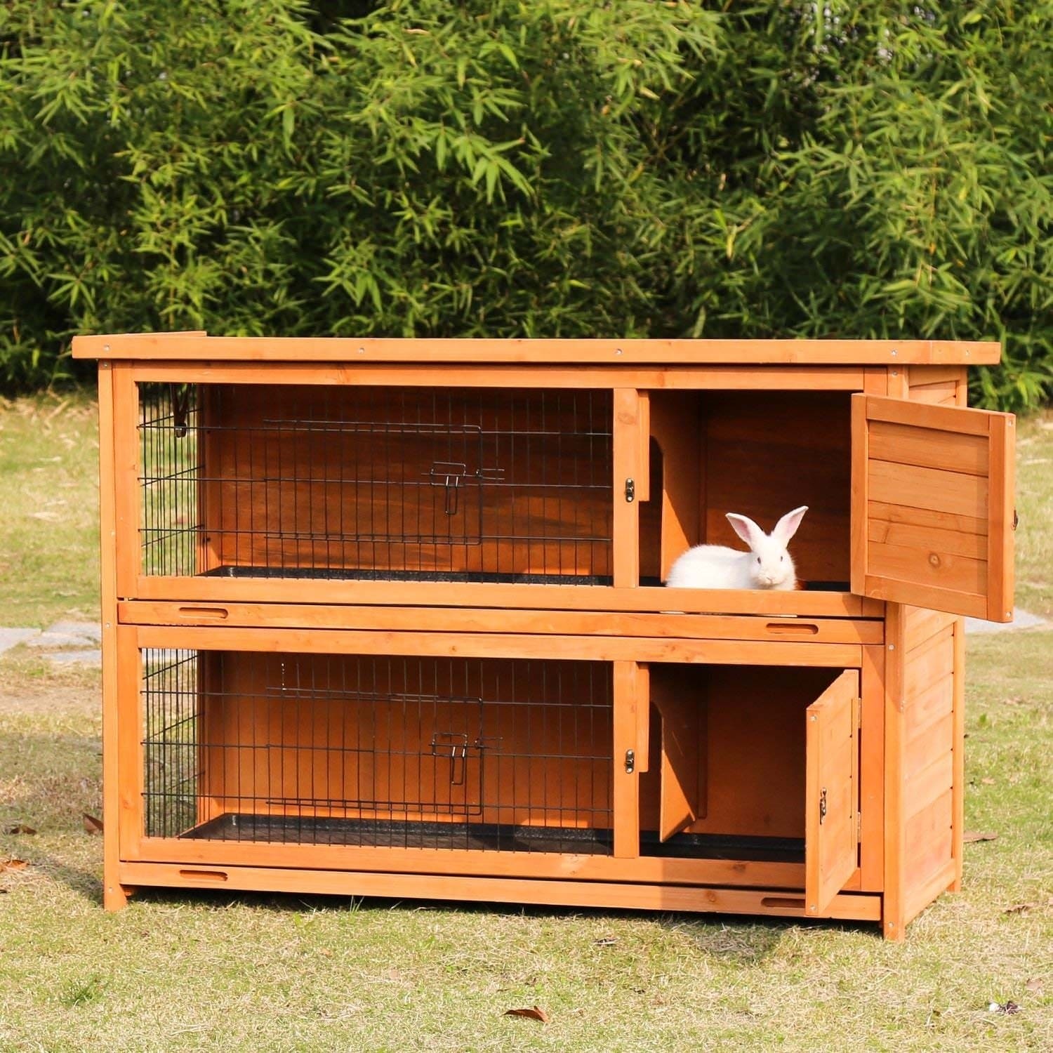 Kinbor Wooden Rabbit Hutch Bunny Cage Small Animal House Pet Kinbor Wooden Rabbit Hutch Bunny Cage Small Animal House Pet Wood