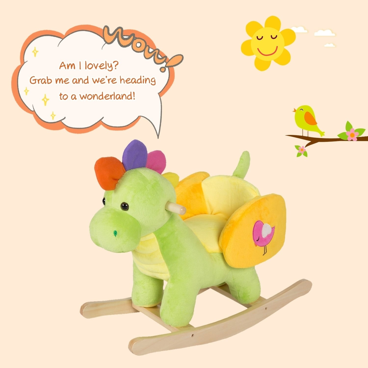 Kinbor Kids Rocking Horse Plush Ride On Toy Animal Rocker Kinbor Kids Rocking Horse Plush Ride On Toy Animal Rocker Children S Day Birthday Gift W Nursery Rhymes Free Shipping Today
