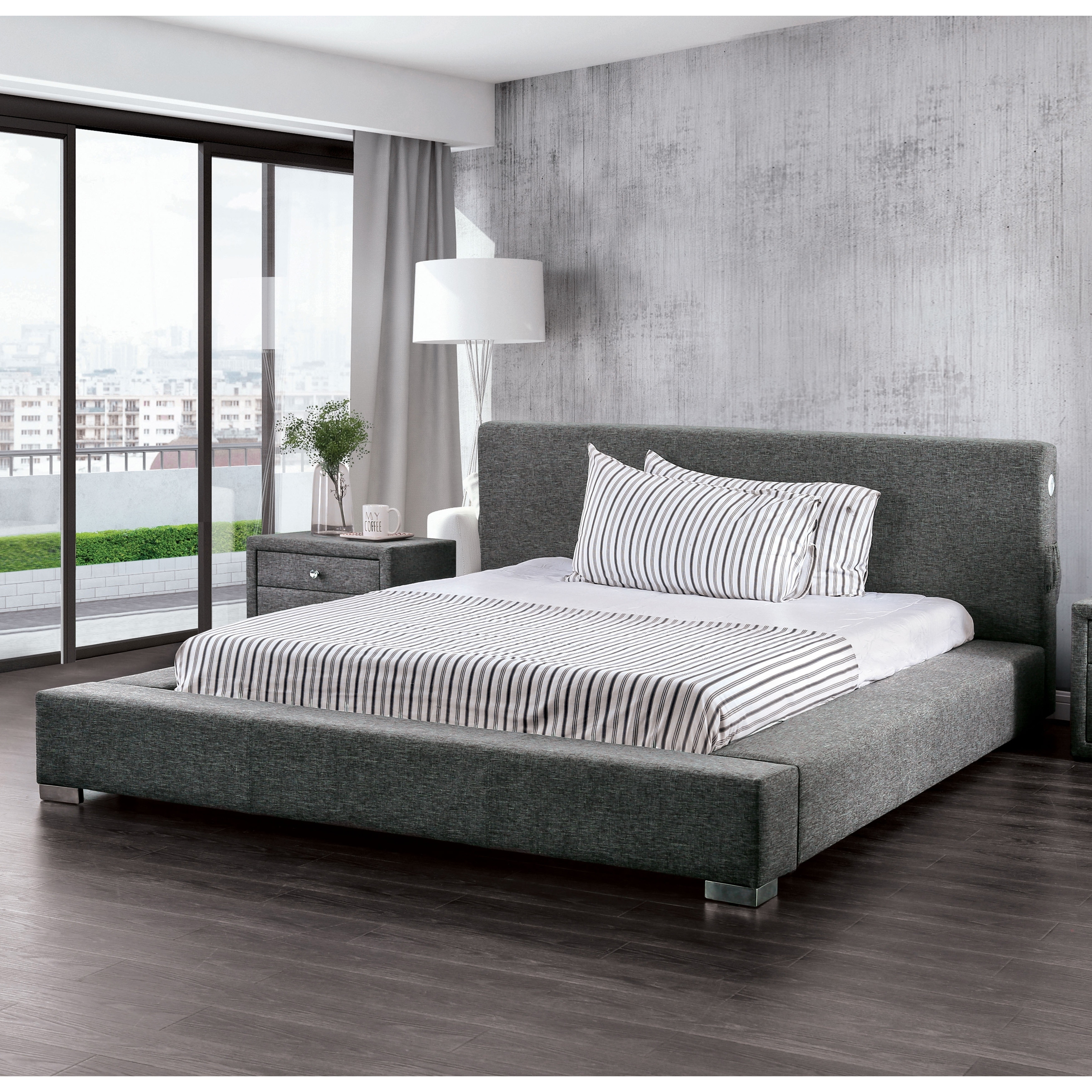 Furniture Of America Fitzroy Low Profile Grey Upholstered Bed Furniture Of America Fitzroy Low Profile Grey Upholstered Bed On Free Shipping Today 25324468