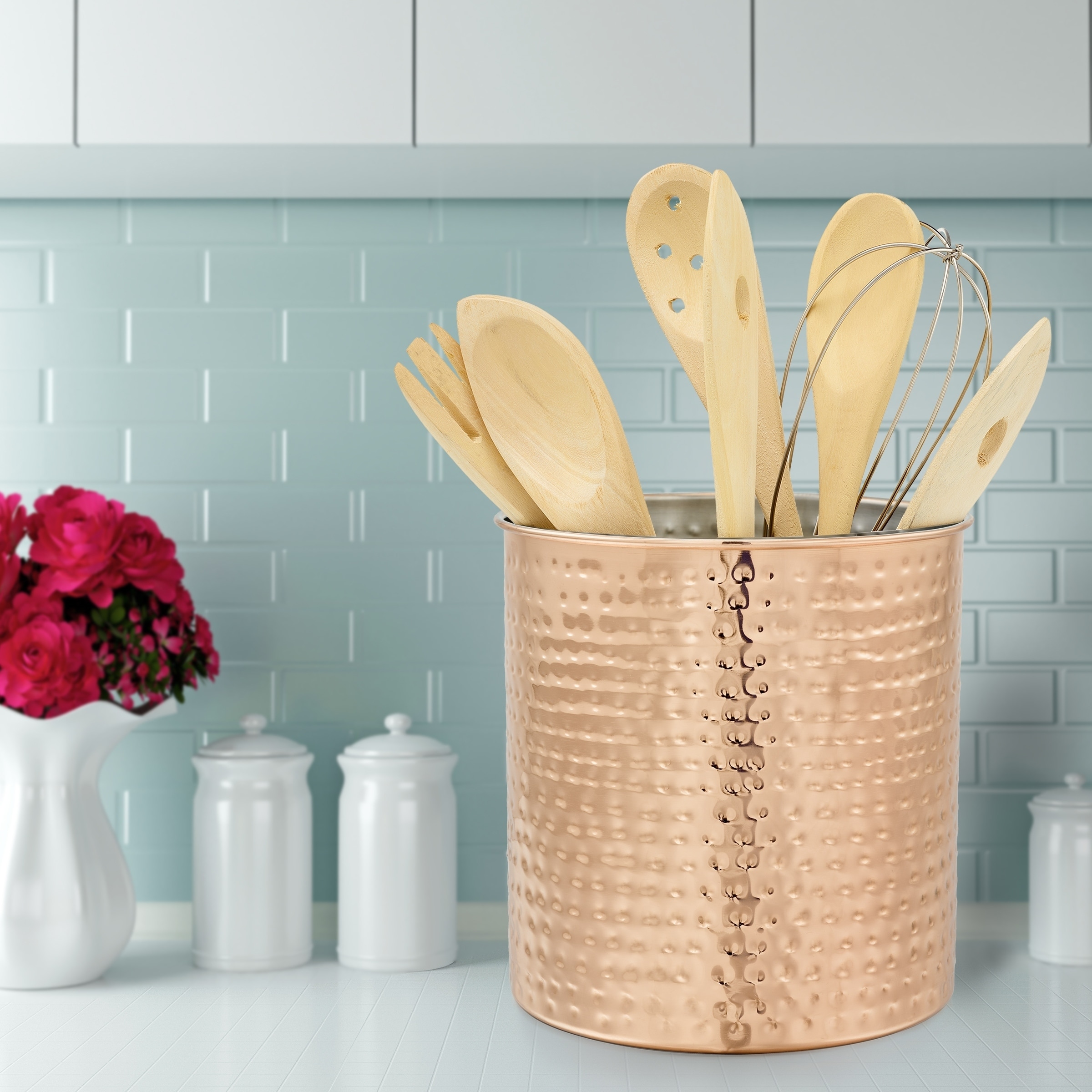 Jumbo Hammered Copper Utensil Holder 7 5 H X Dia On Jumbo Hammered Copper Utensil Holder 7 5 H X Dia On Free Shipping Orders Over 45 25417404