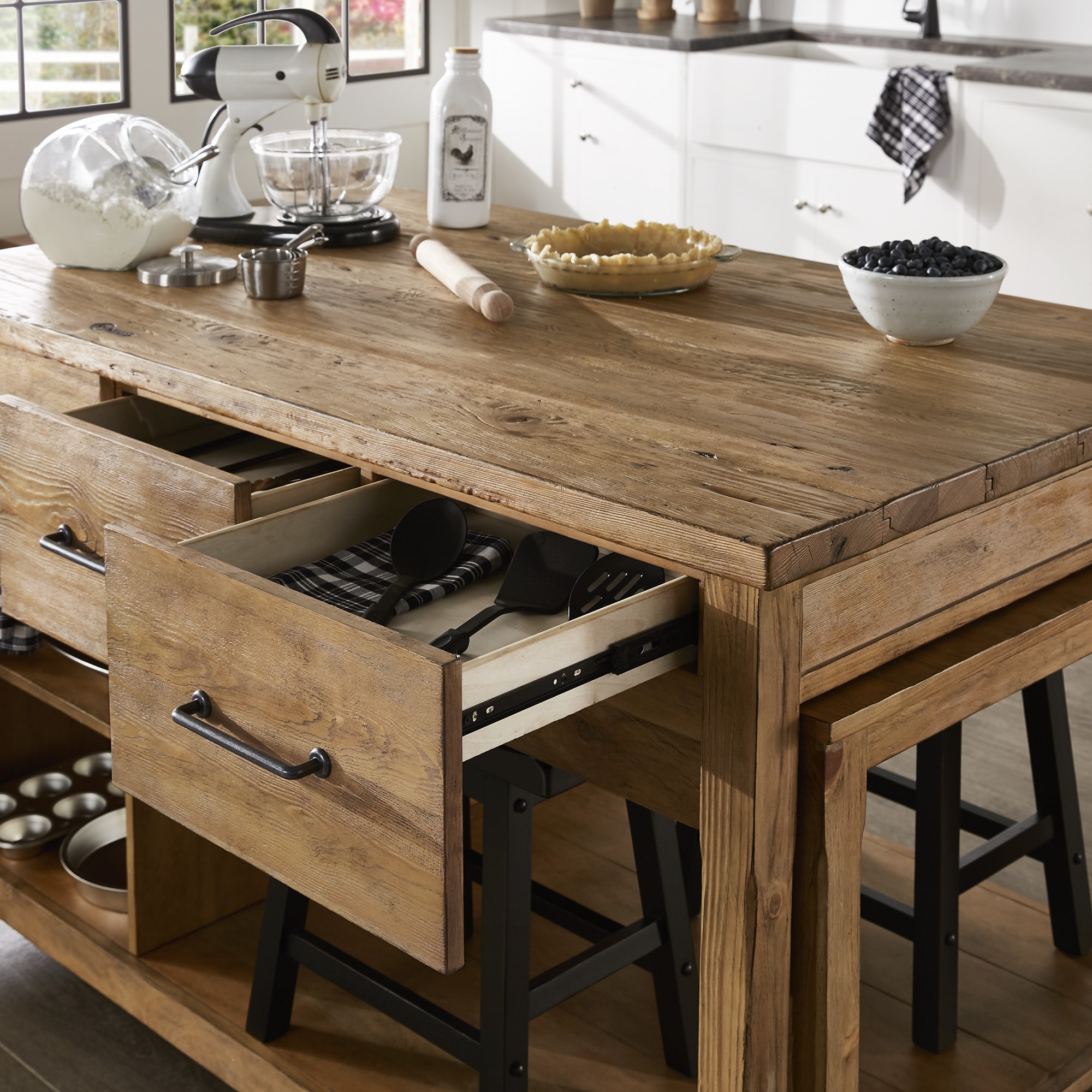 Shop Black Friday Deals On Tali Reclaimed Wood Extendable Kitchen Island By Inspire Q Classic On Sale Overstock 25576038