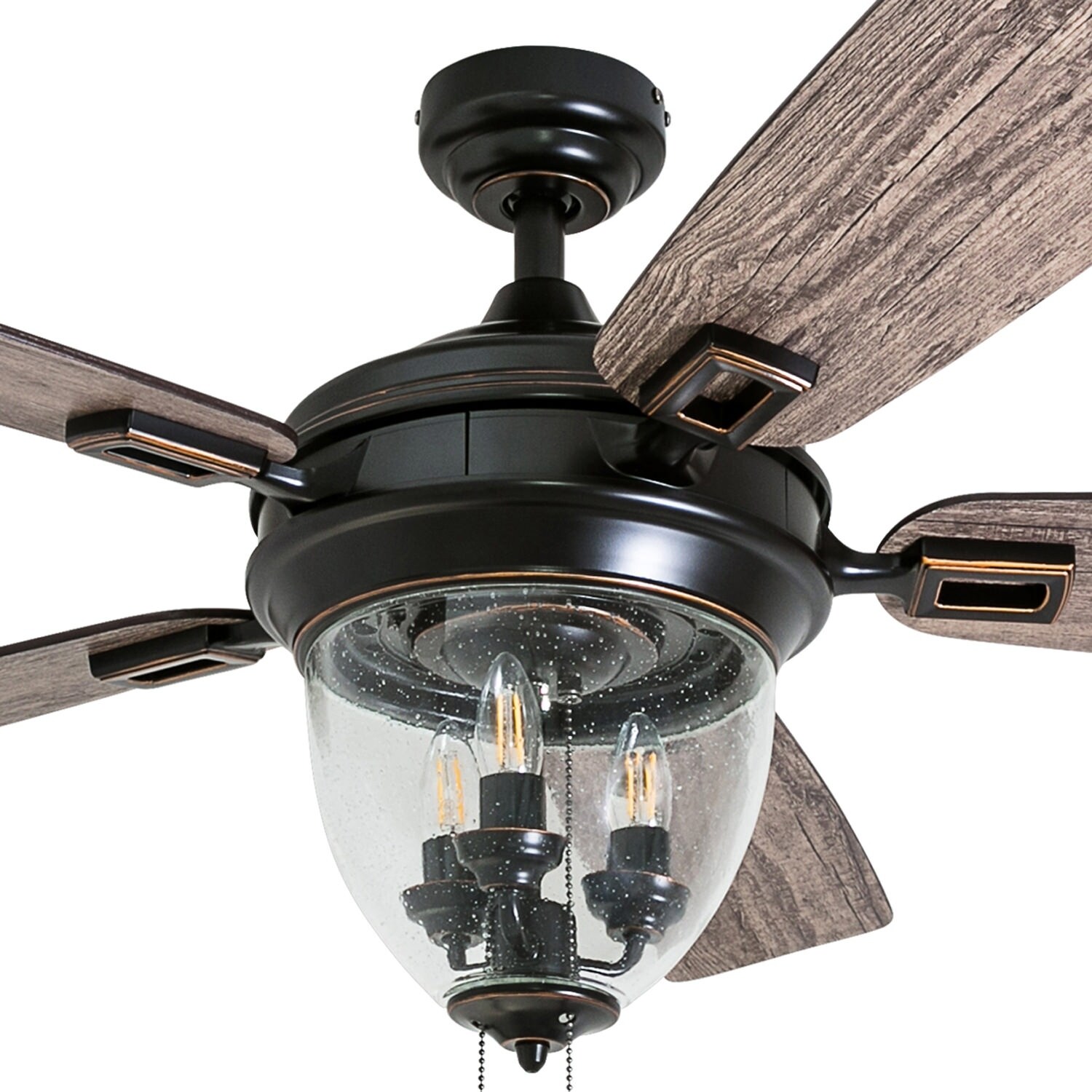 Honeywell Glencrest Craftsman Industrial Oil Rubbed Bronze Led Outdoor Ceiling Fan With Light 52 Inch