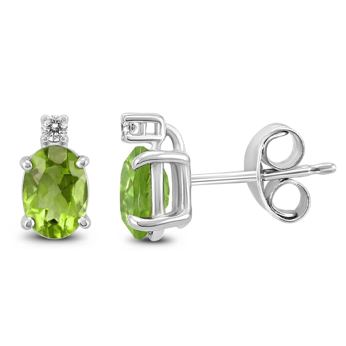 14k White Gold 7x5mm Oval Peridot And Diamond Earrings On 14k White Gold 7x5mm Oval Peridot And Diamond Earrings On Free Shipping Today 25770692