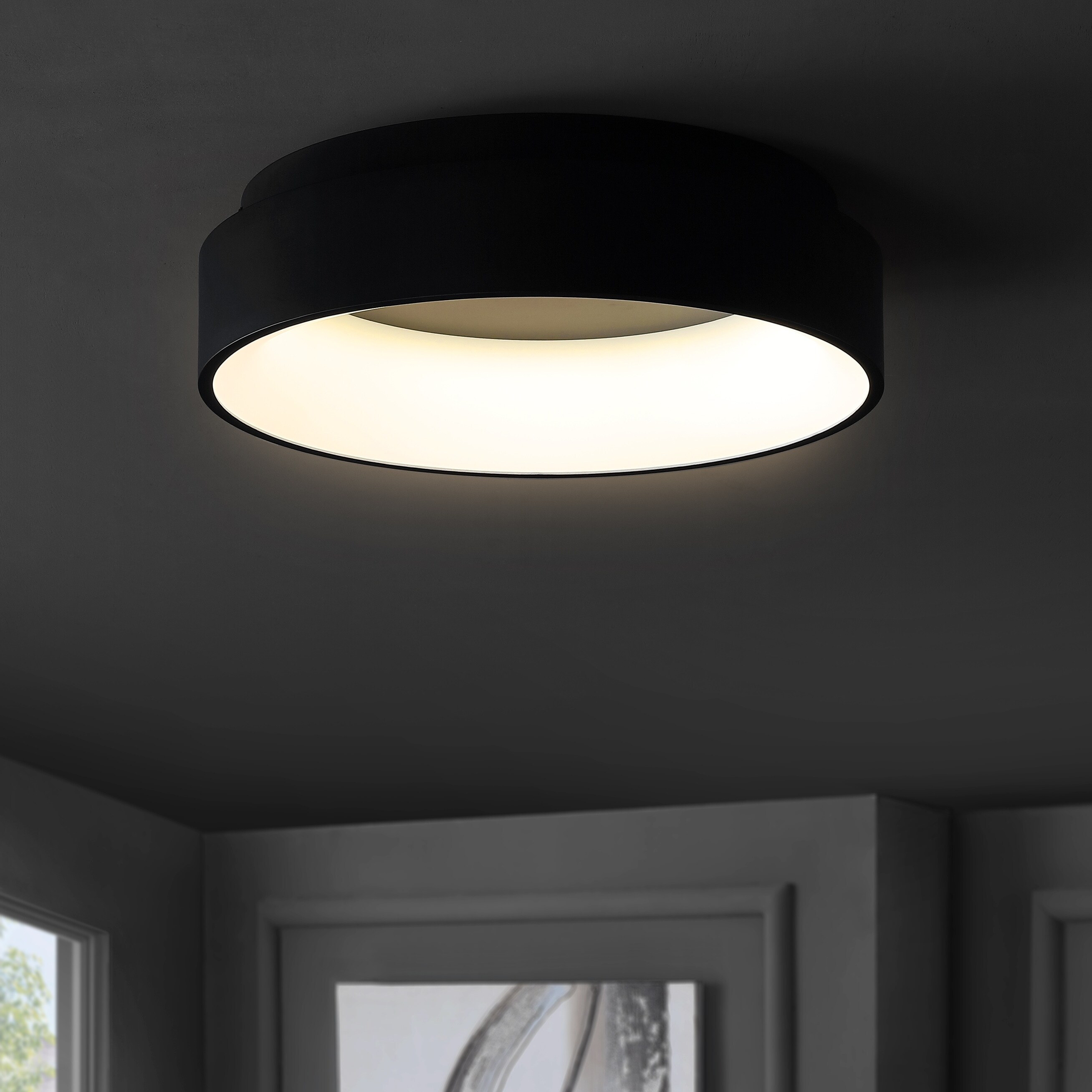 Ring 17 7 Integrated Led Metal Flush Mount Ceiling Light Black By Jonathan Y