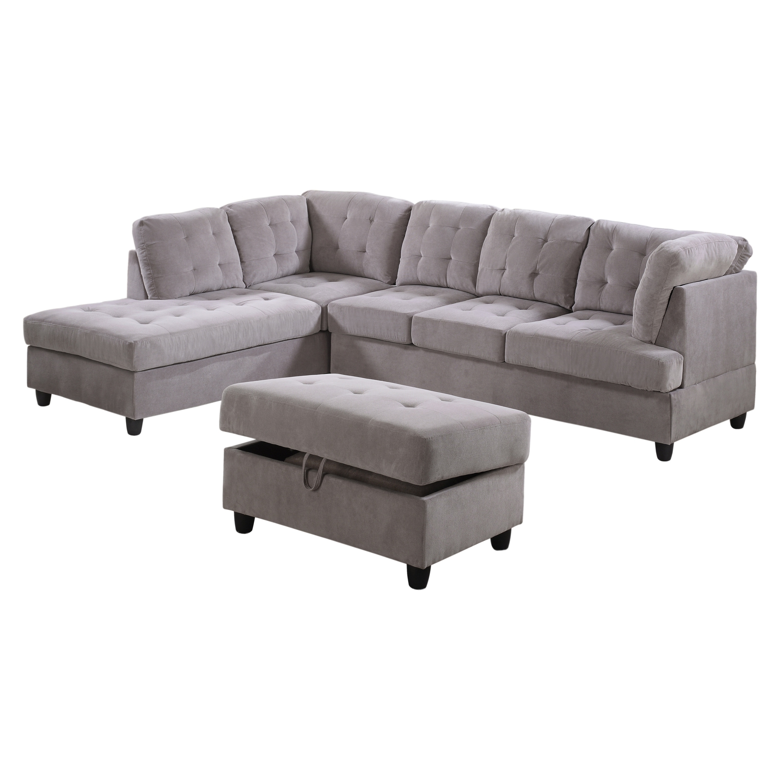 Shop Aycp Furniture Corduroy Sectional Sofa With Storage Ottoman
