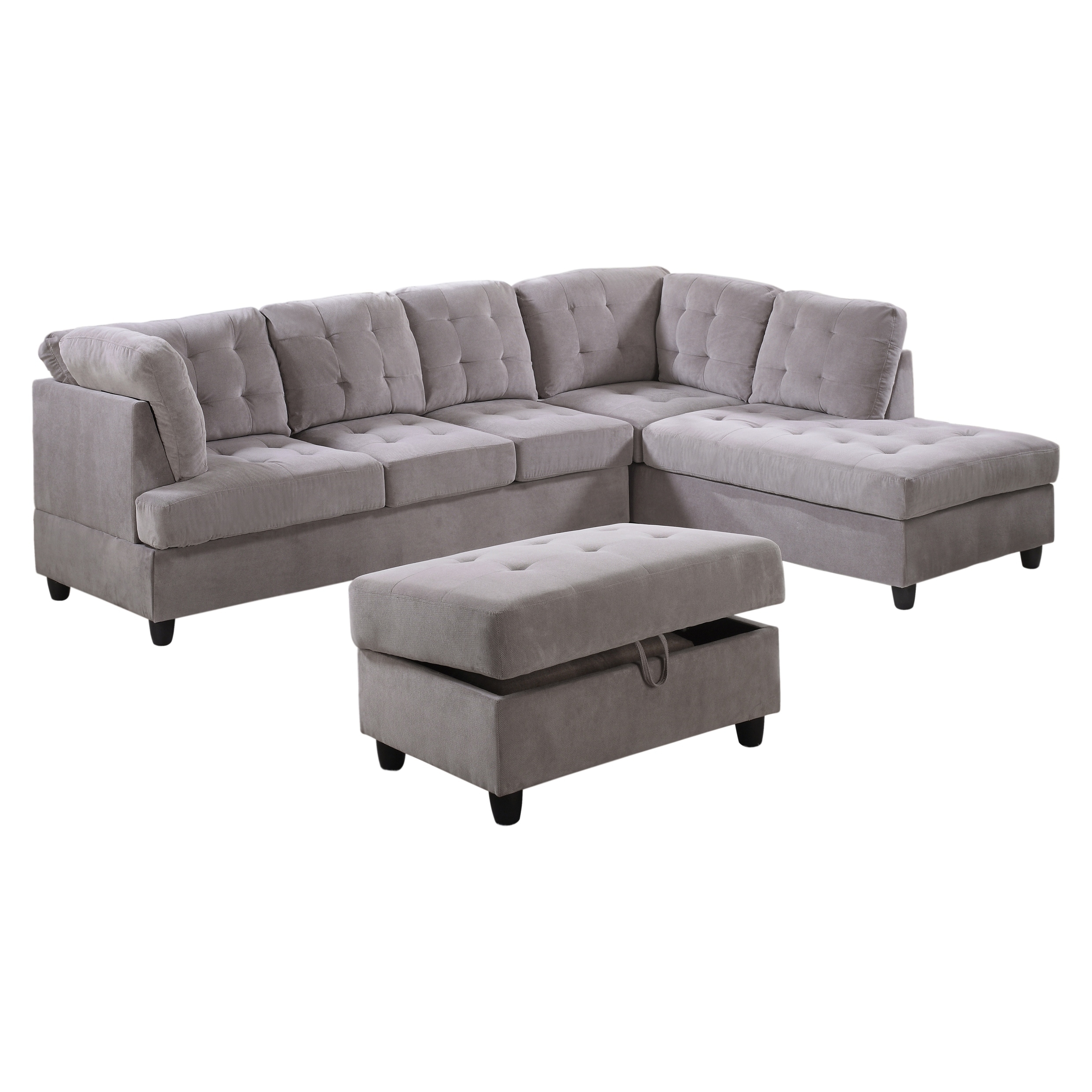 Shop Aycp Furniture Corduroy Sectional Sofa With Storage Ottoman