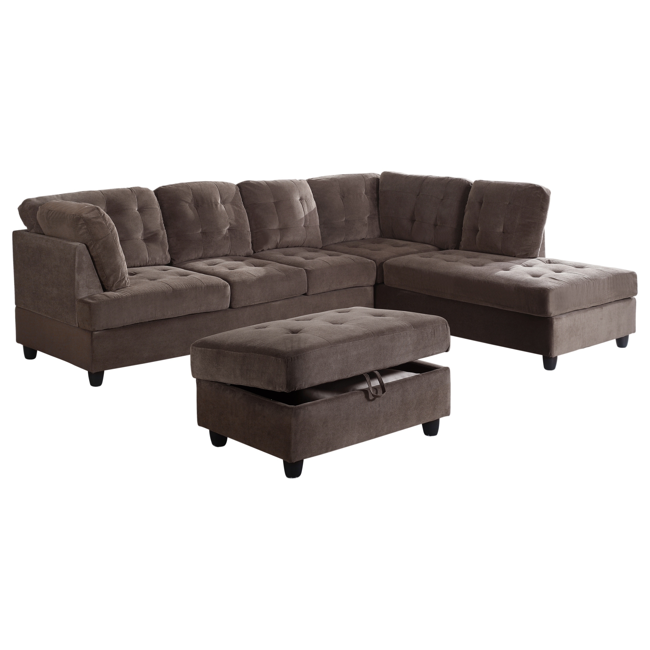 Shop Aycp Furniture Corduroy Sectional Sofa With Storage Ottoman