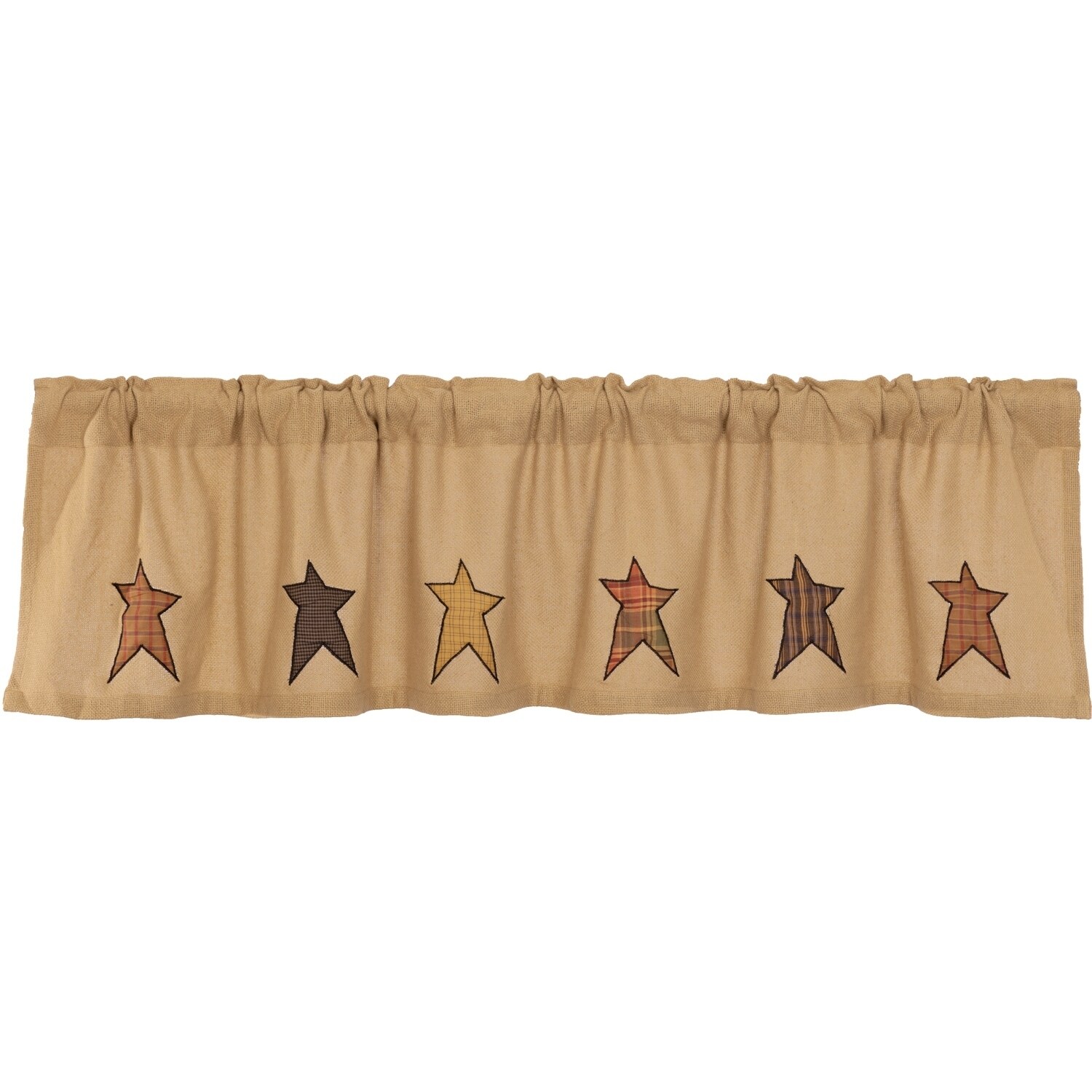 Shop Tan Primitive Kitchen Curtains Sutton Stars Valance Rod Pocket