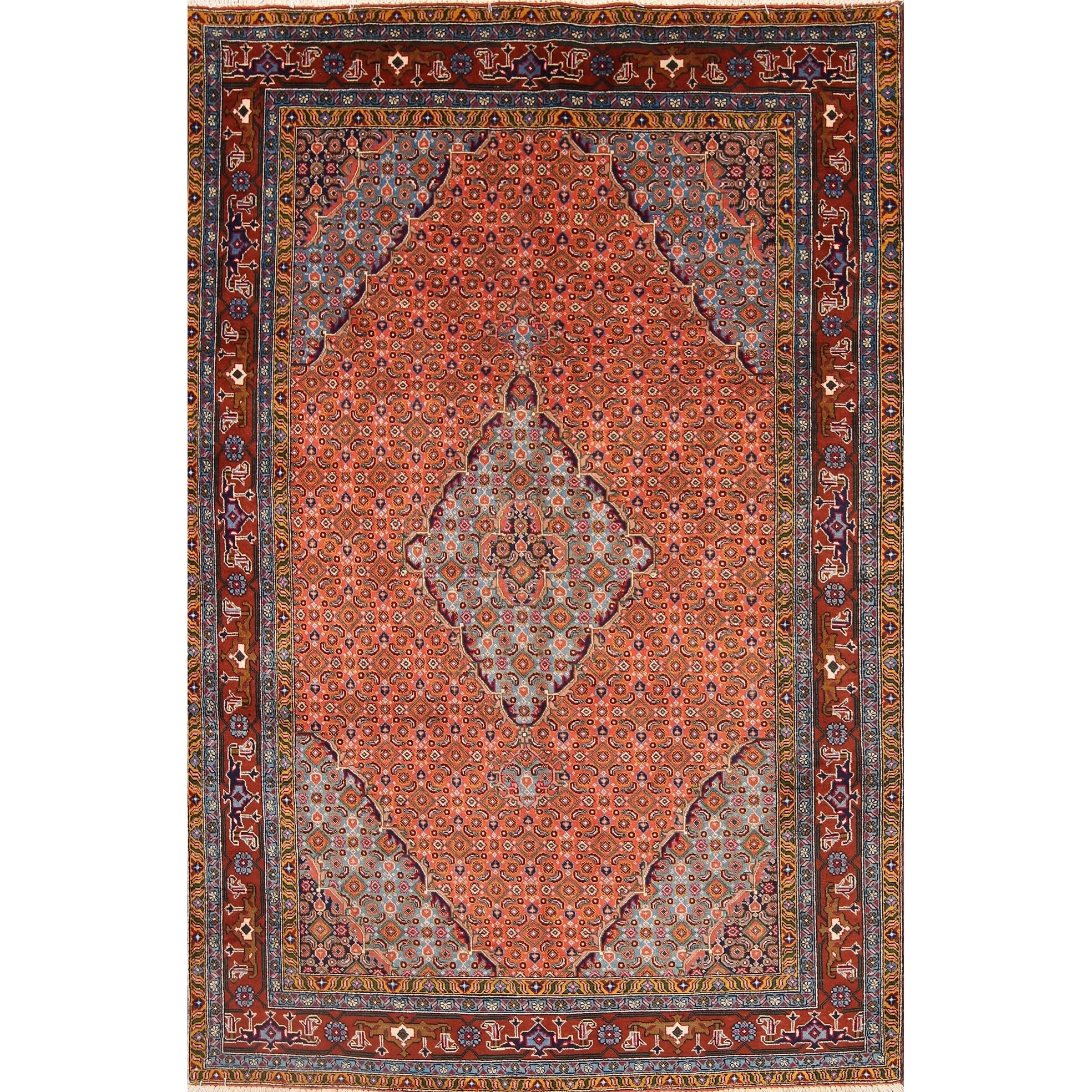 Traditional Ardebil Geometric Handmade Persian Area Rug 9 7 X 6