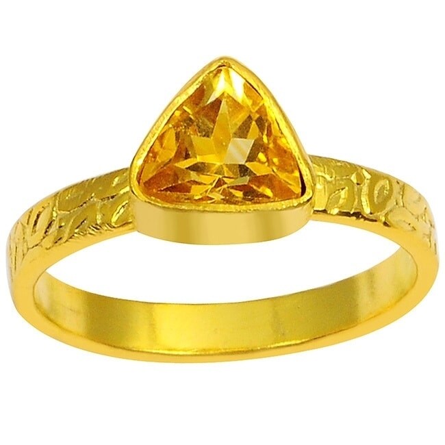 Orchid Jewelry Yellow Gold Overlay 1 4ct Trillion Cut Orchid Jewelry Yellow Gold Overlay 1 4ct Trillion Cut Gemstone Citrine Ring