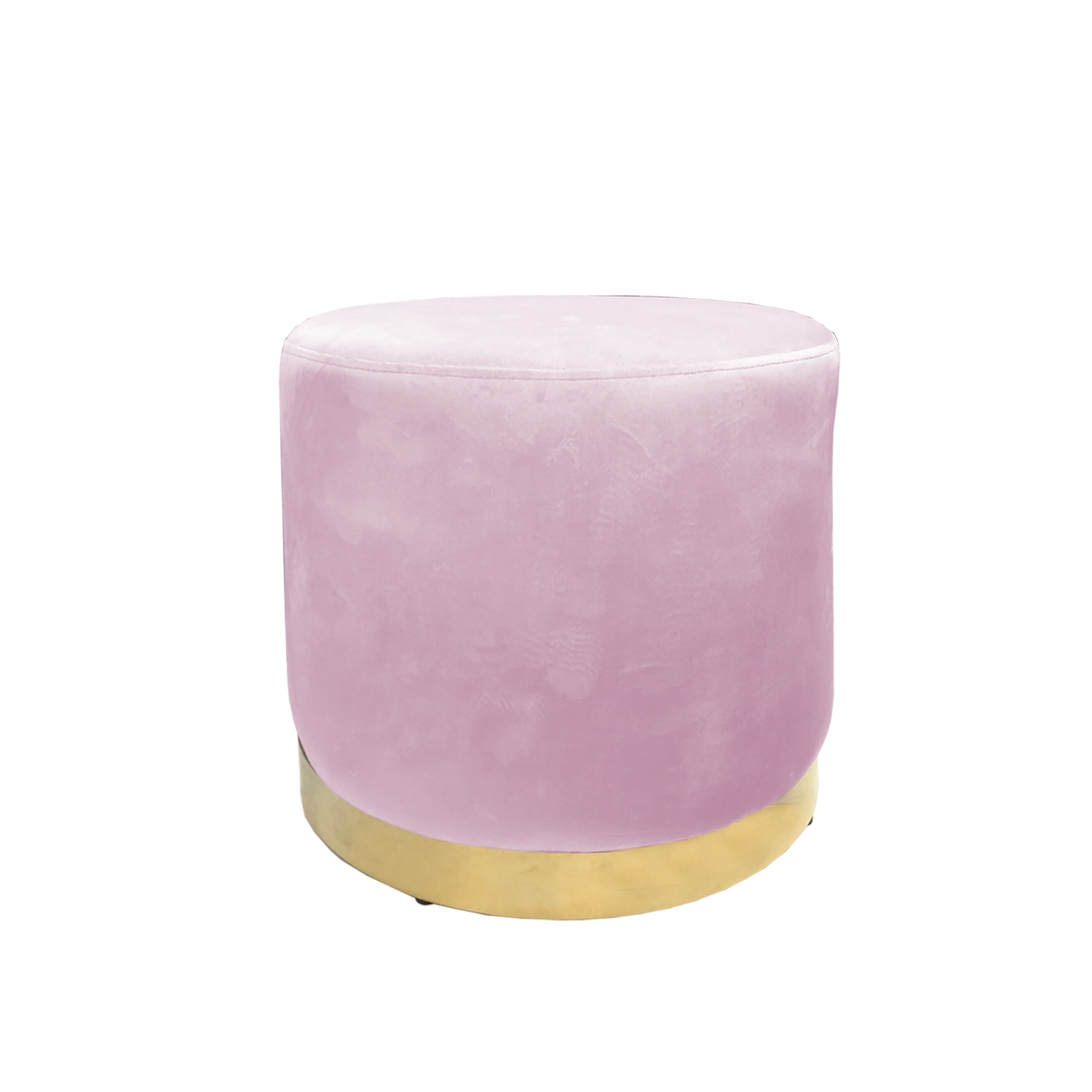 Round Velvet Ottoman With Metal Base