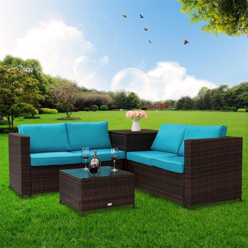 Kinbor 4 Piece Rattan Patio Furniture Set Wicker Sectional Sofa Kinbor 4 Piece Rattan Patio Furniture Set Wicker Sectional Sofa With Storage On Free Shipping Today 26438050
