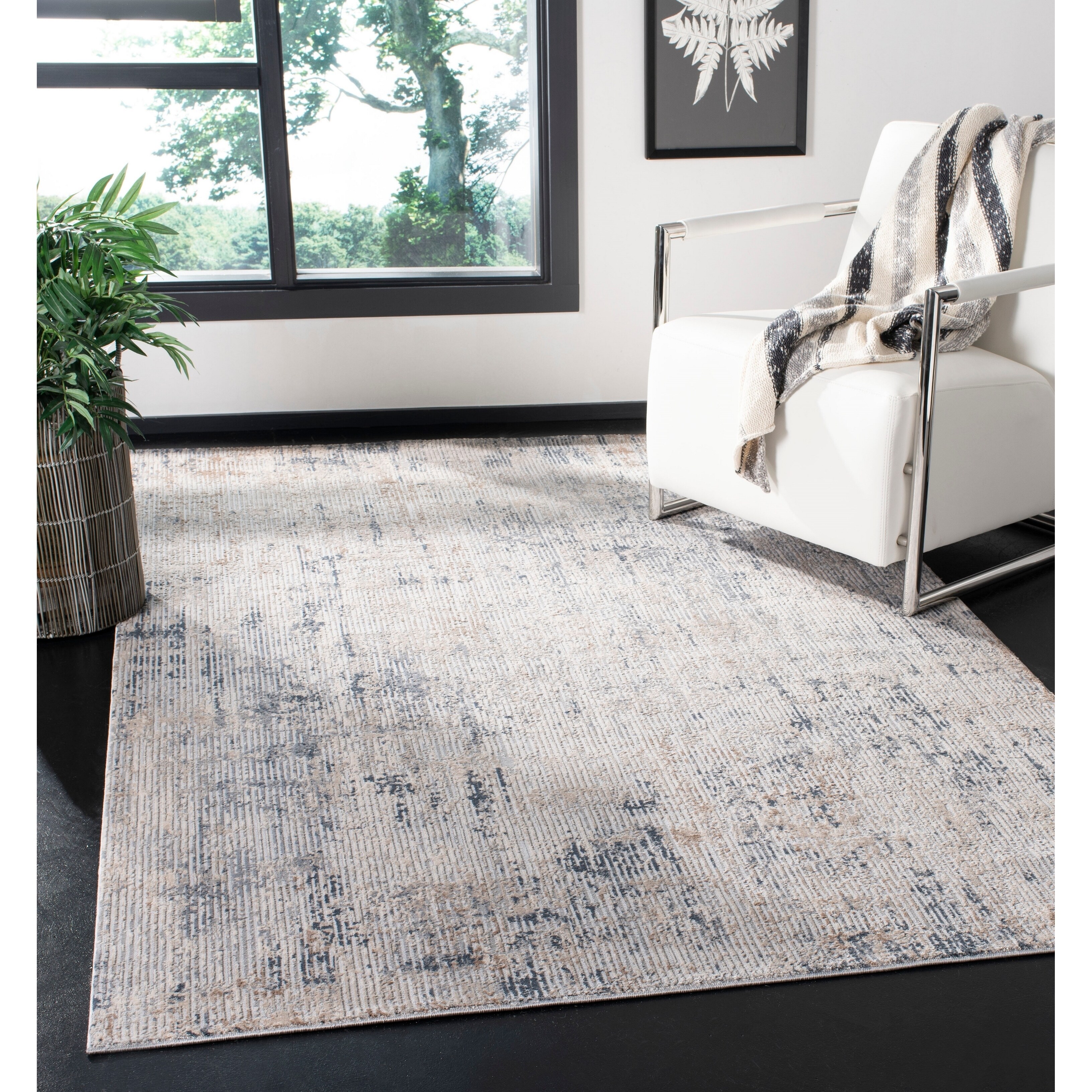 Safavieh Invista Modern Contemporary Cream Charcoal Rug 8 X 10