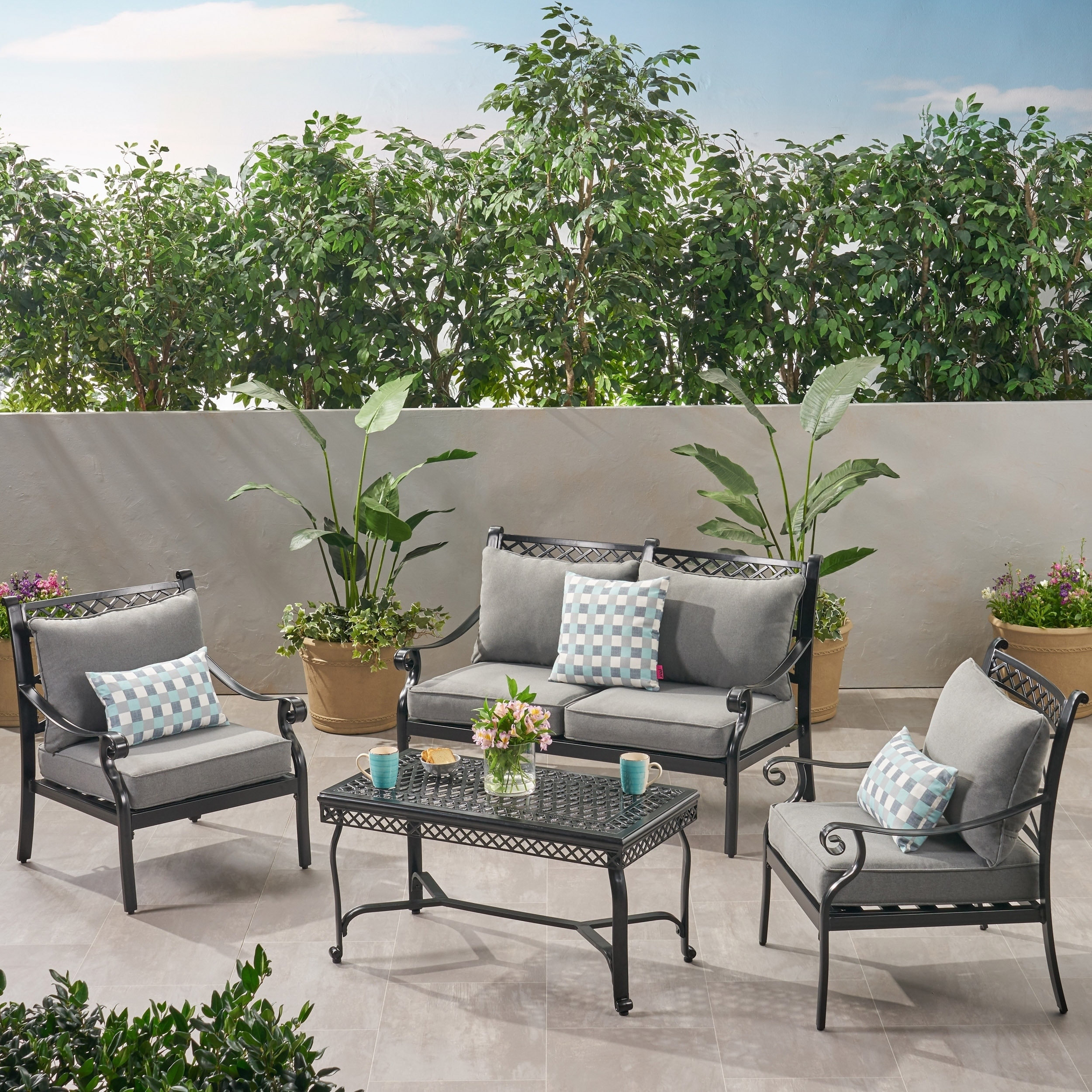 Westlake Outdoor 4 Piece Aluminum Chat Set By Christopher Westlake Outdoor 4 Piece Aluminum Chat Set By Christopher Knight Home Free Shipping Today 26474515