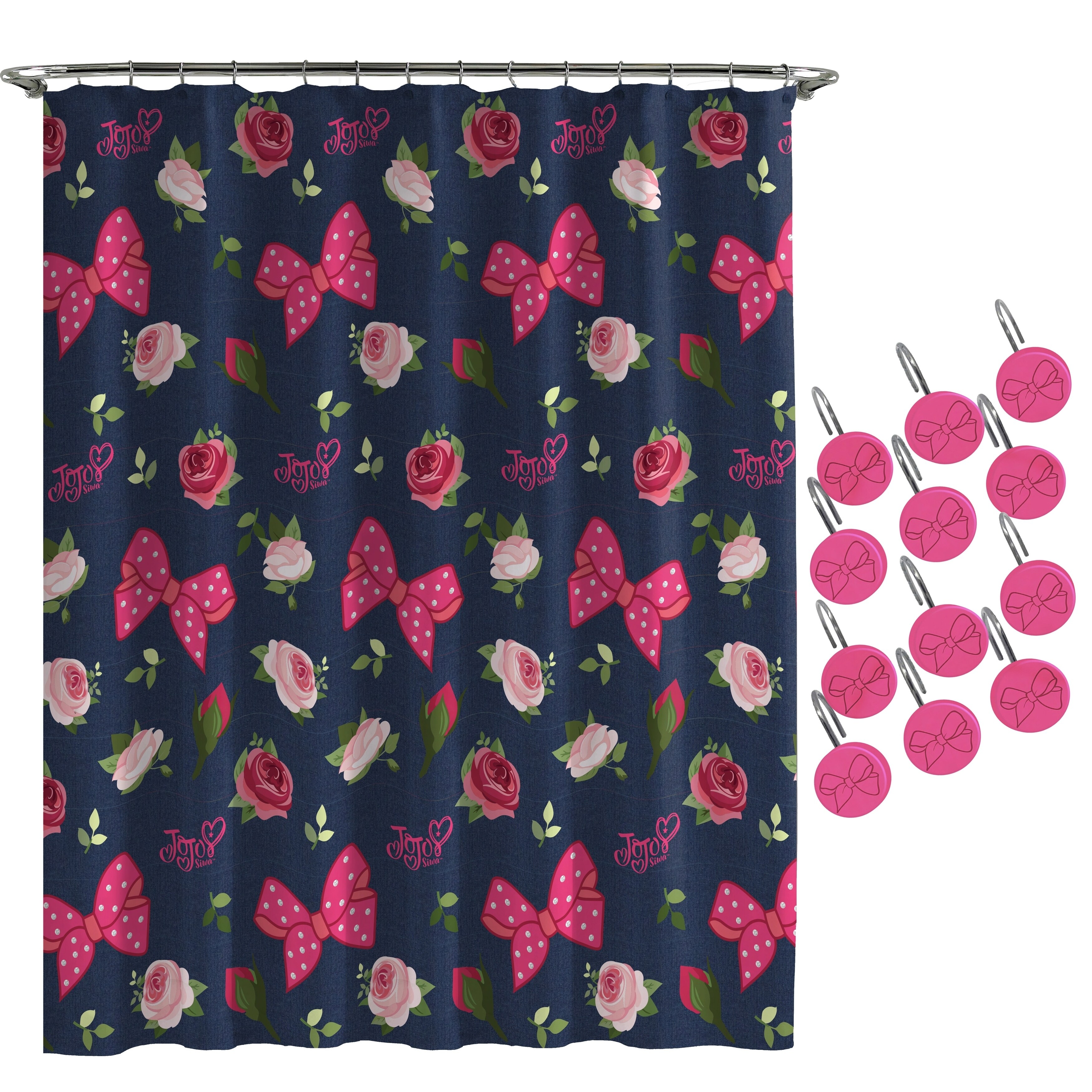 Jojo Siwa Roses And Bow Shower Curtain Hooks 26565838 Jojo Siwa Roses And Bow Shower Curtain