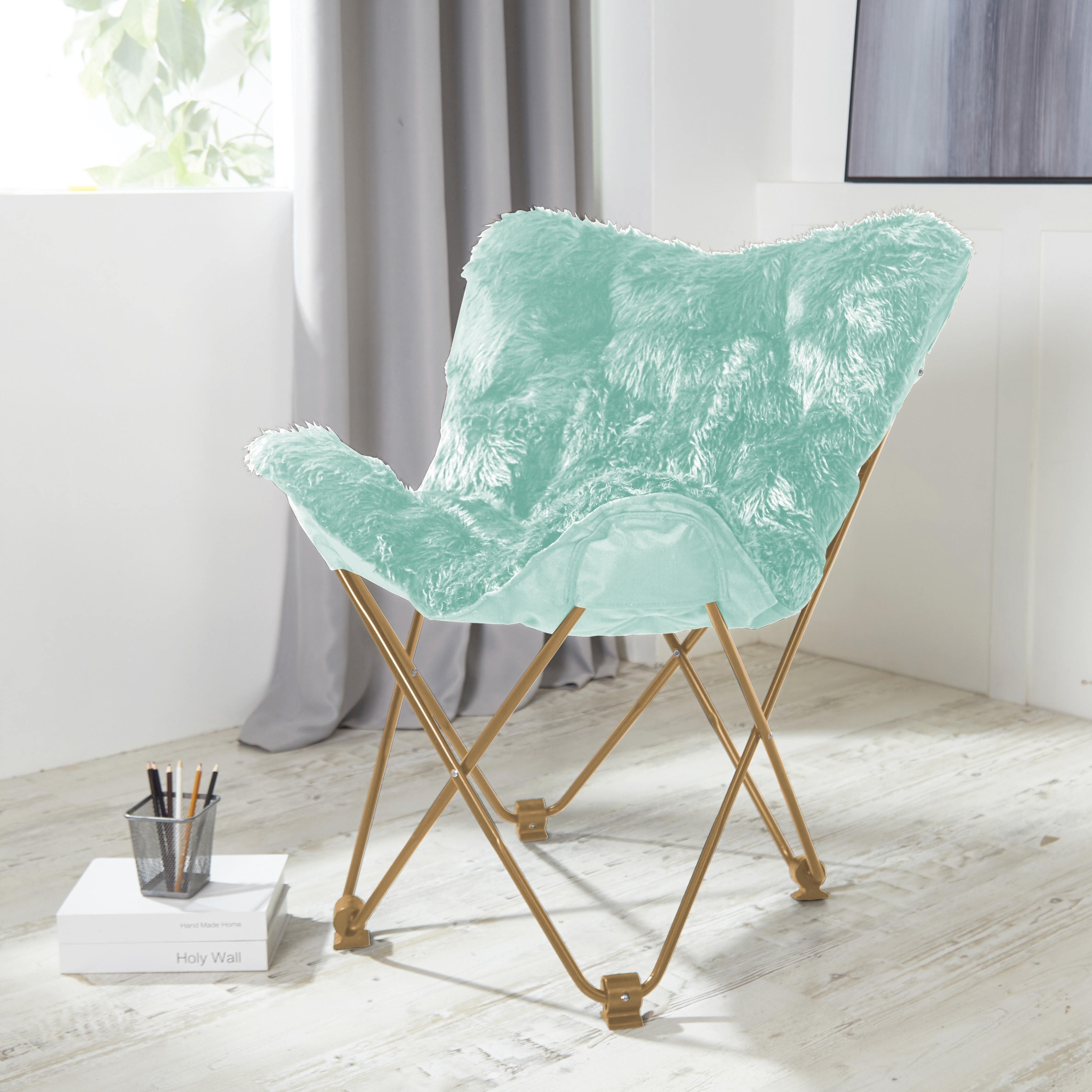 Silver Orchid Hardy Faux Fur Butterfly Chair On Sale Overstock 26890605